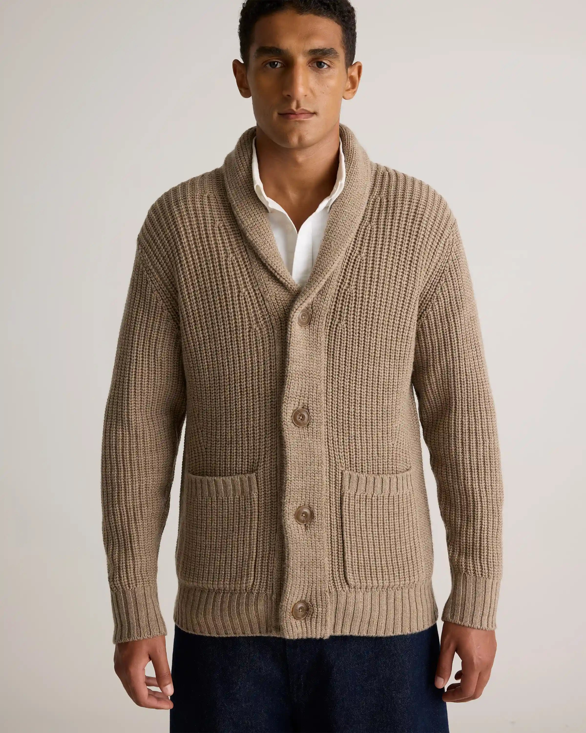 Australian Merino Wool Shawl Collar Cardigan