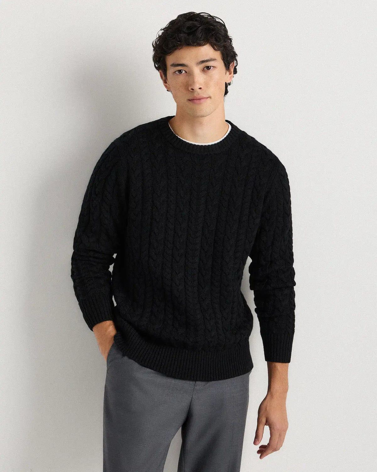 Australian Merino Wool Cable Crewneck Sweater