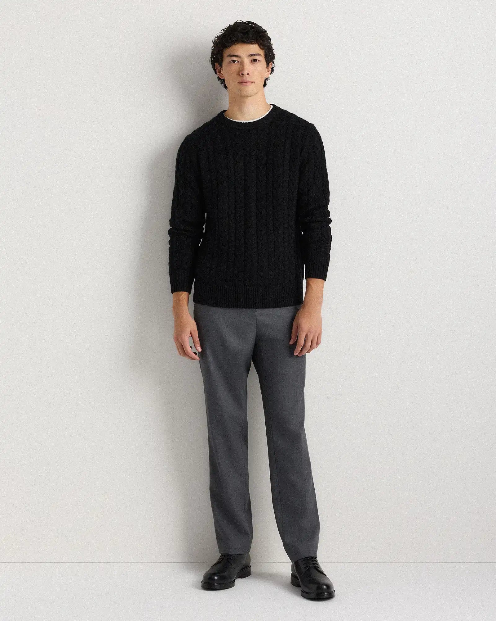 Australian Merino Wool Cable Crewneck Sweater