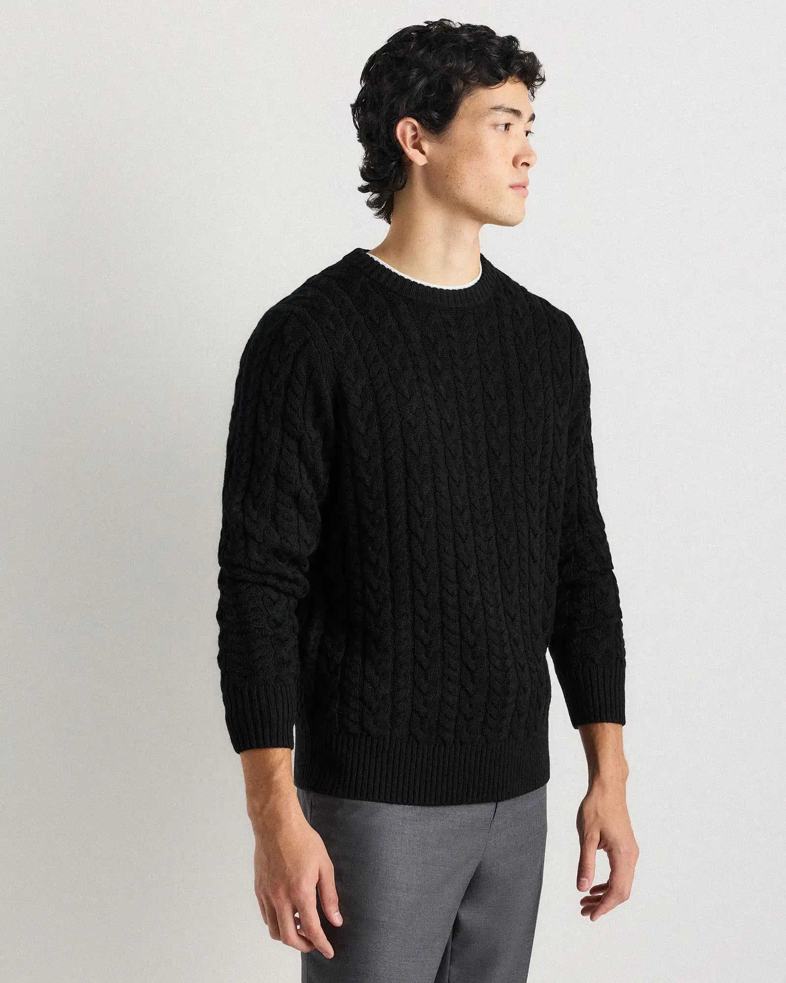 Australian Merino Wool Cable Crewneck Sweater