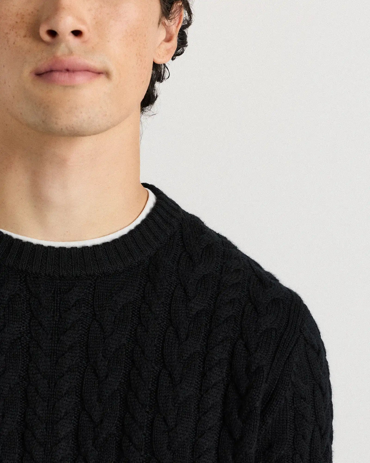 Australian Merino Wool Cable Crewneck Sweater