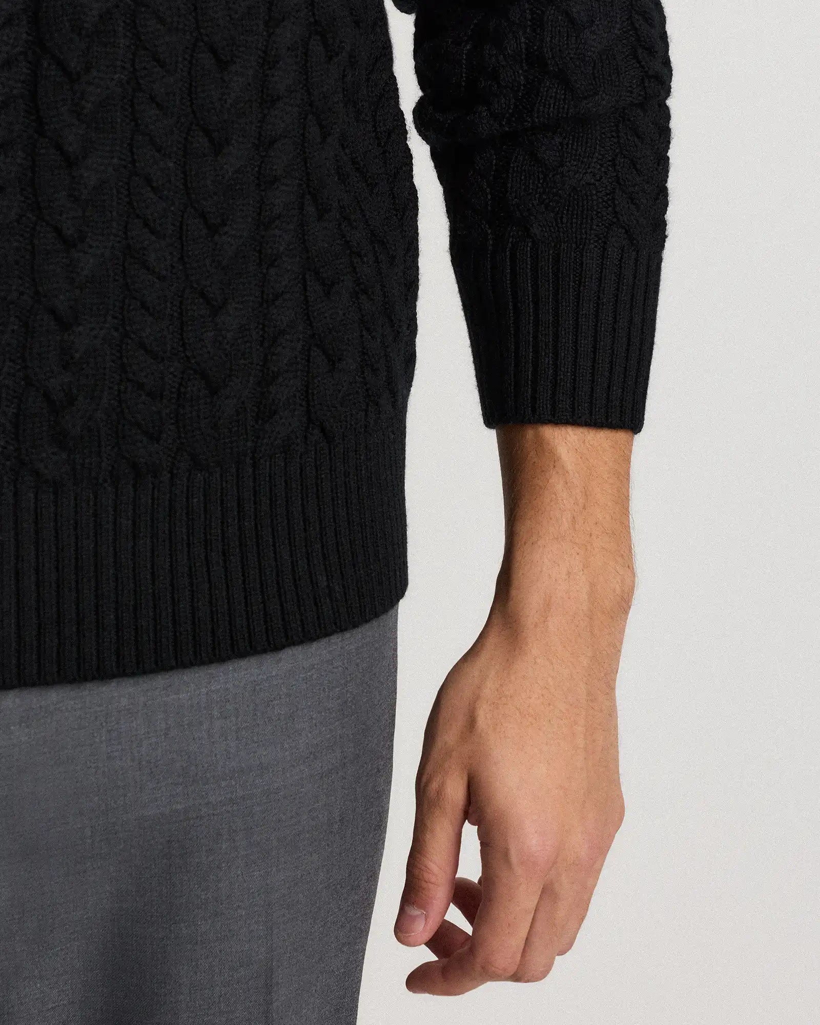 Australian Merino Wool Cable Crewneck Sweater