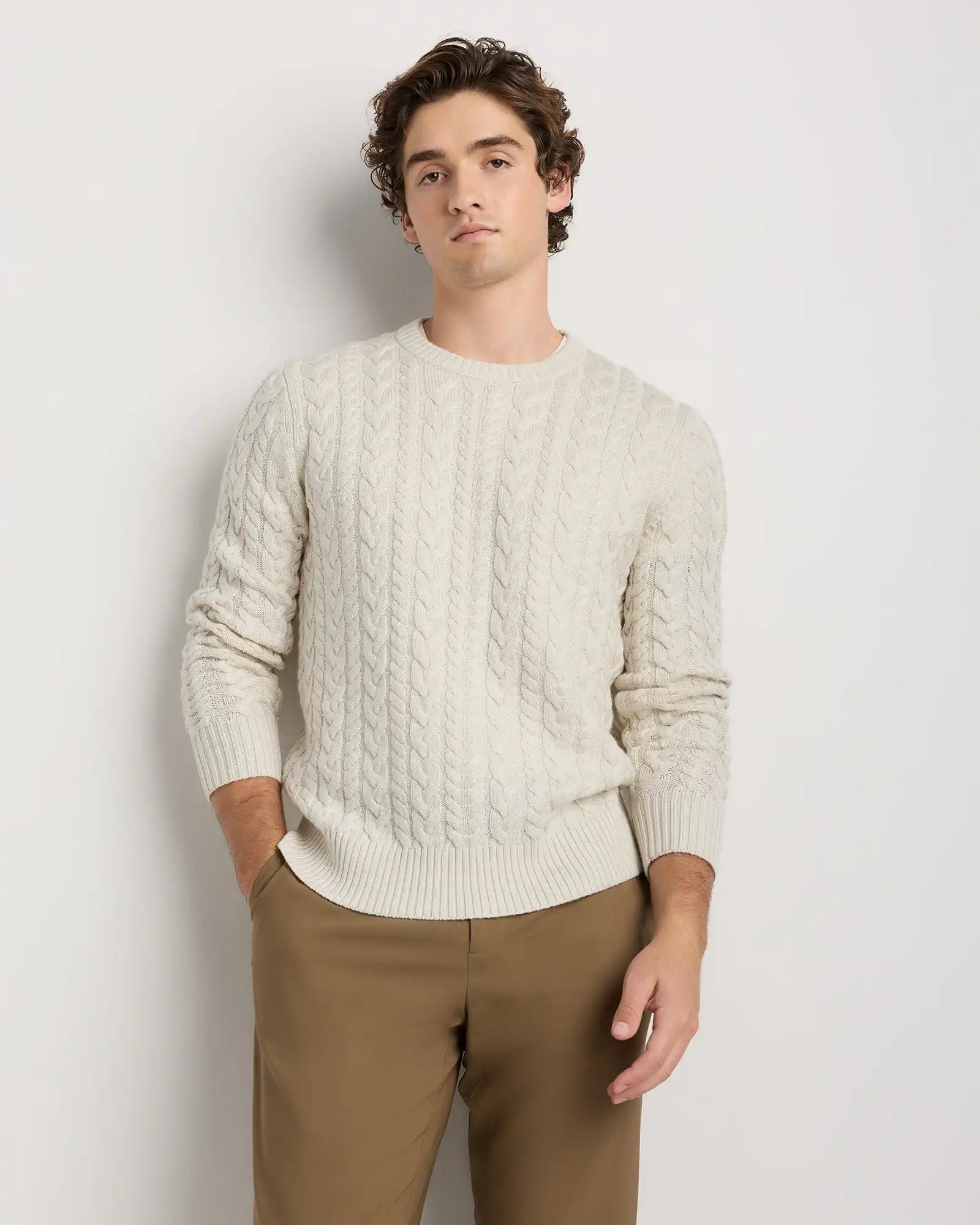 Australian Merino Wool Cable Crewneck Sweater