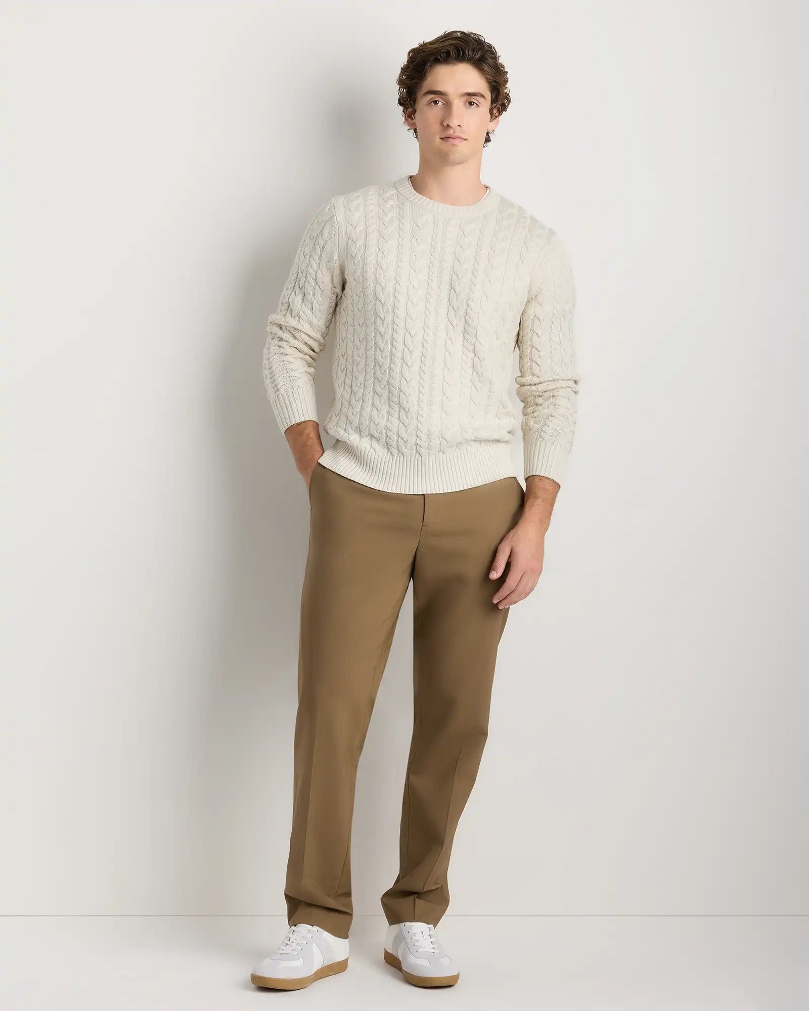 Australian Merino Wool Cable Crewneck Sweater