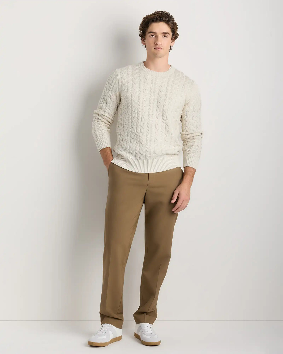 Australian Merino Wool Cable Crewneck Sweater