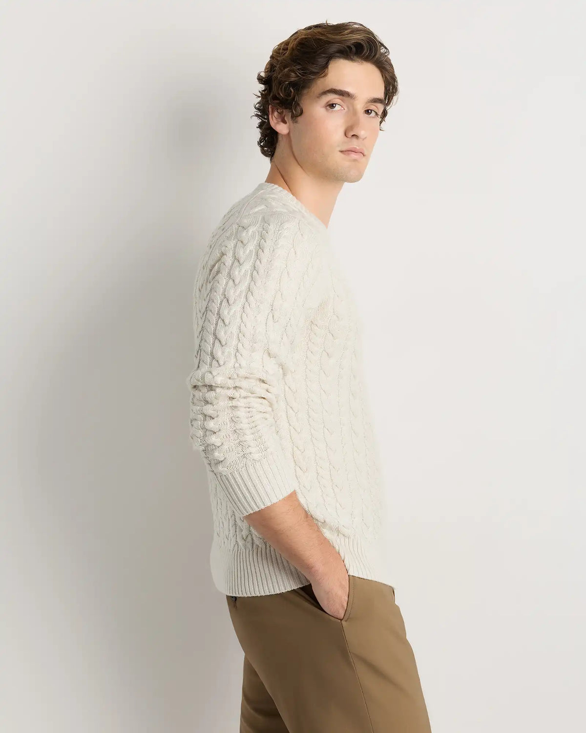 Australian Merino Wool Cable Crewneck Sweater