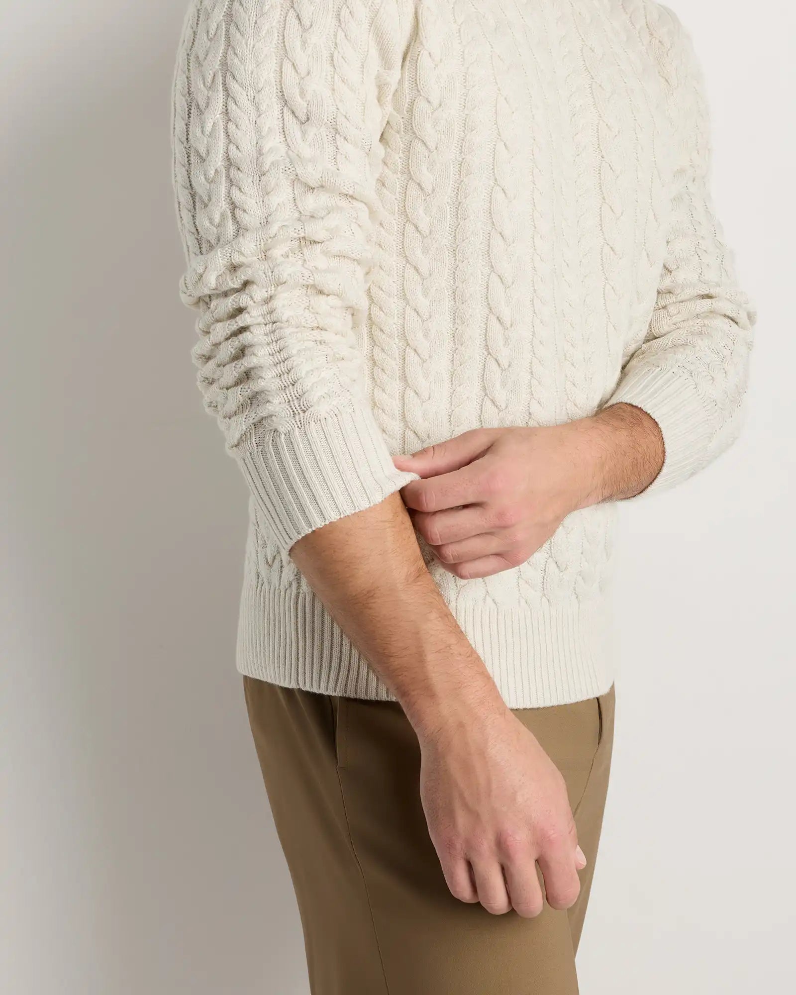 Australian Merino Wool Cable Crewneck Sweater