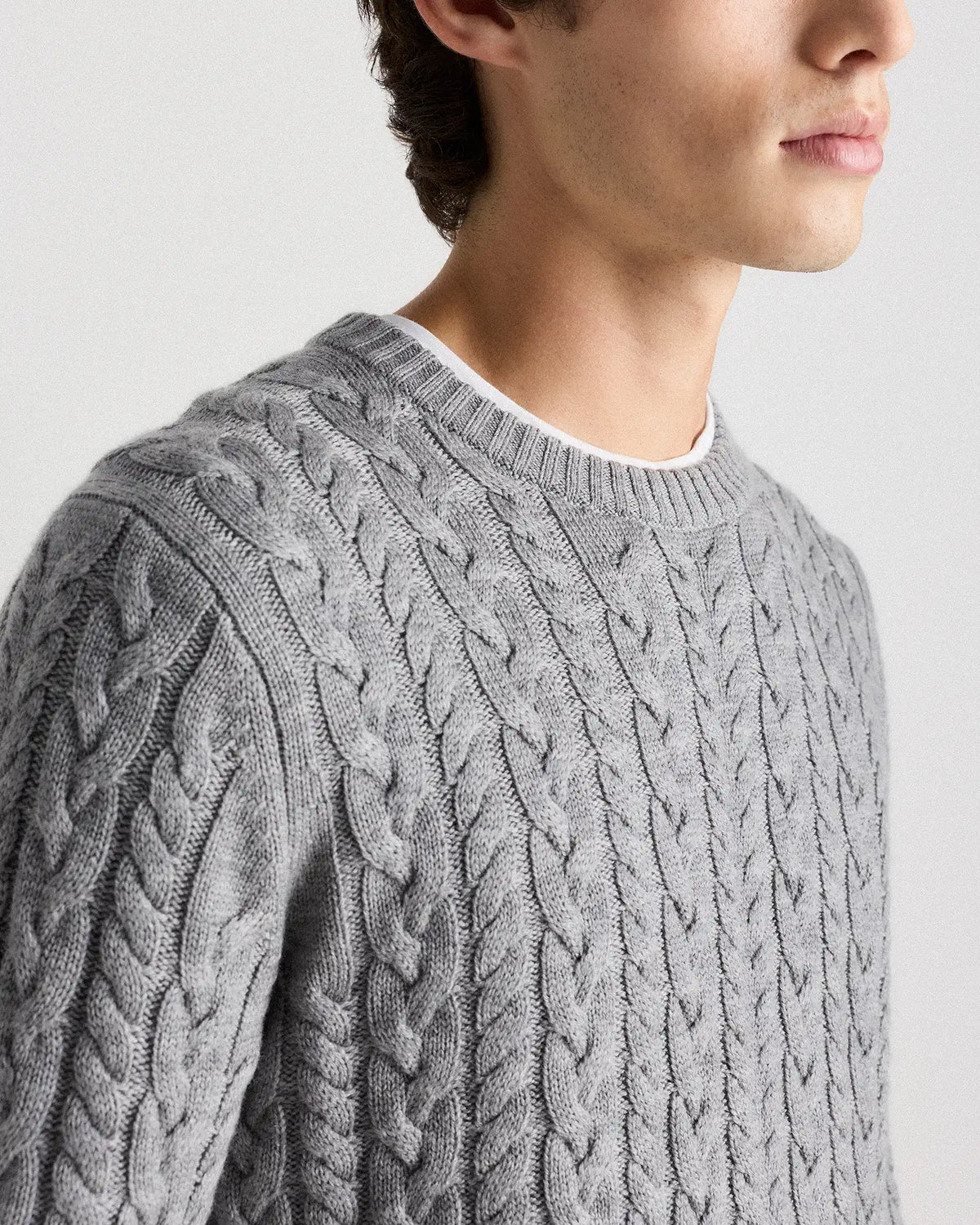 Australian Merino Wool Cable Crewneck Sweater