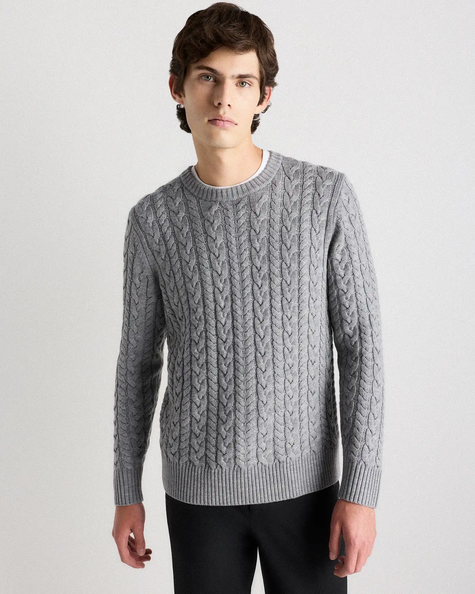 Australian Merino Wool Cable Crewneck Sweater
