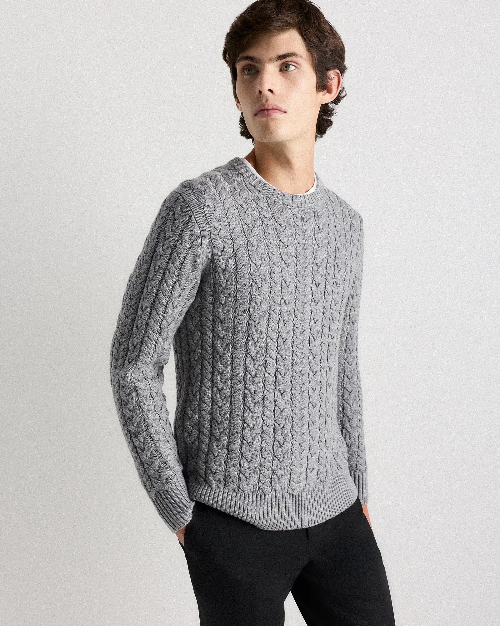 Australian Merino Wool Cable Crewneck Sweater