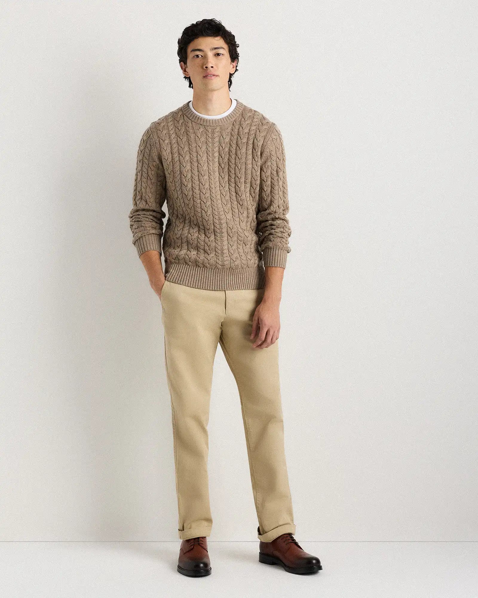 Australian Merino Wool Cable Crewneck Sweater