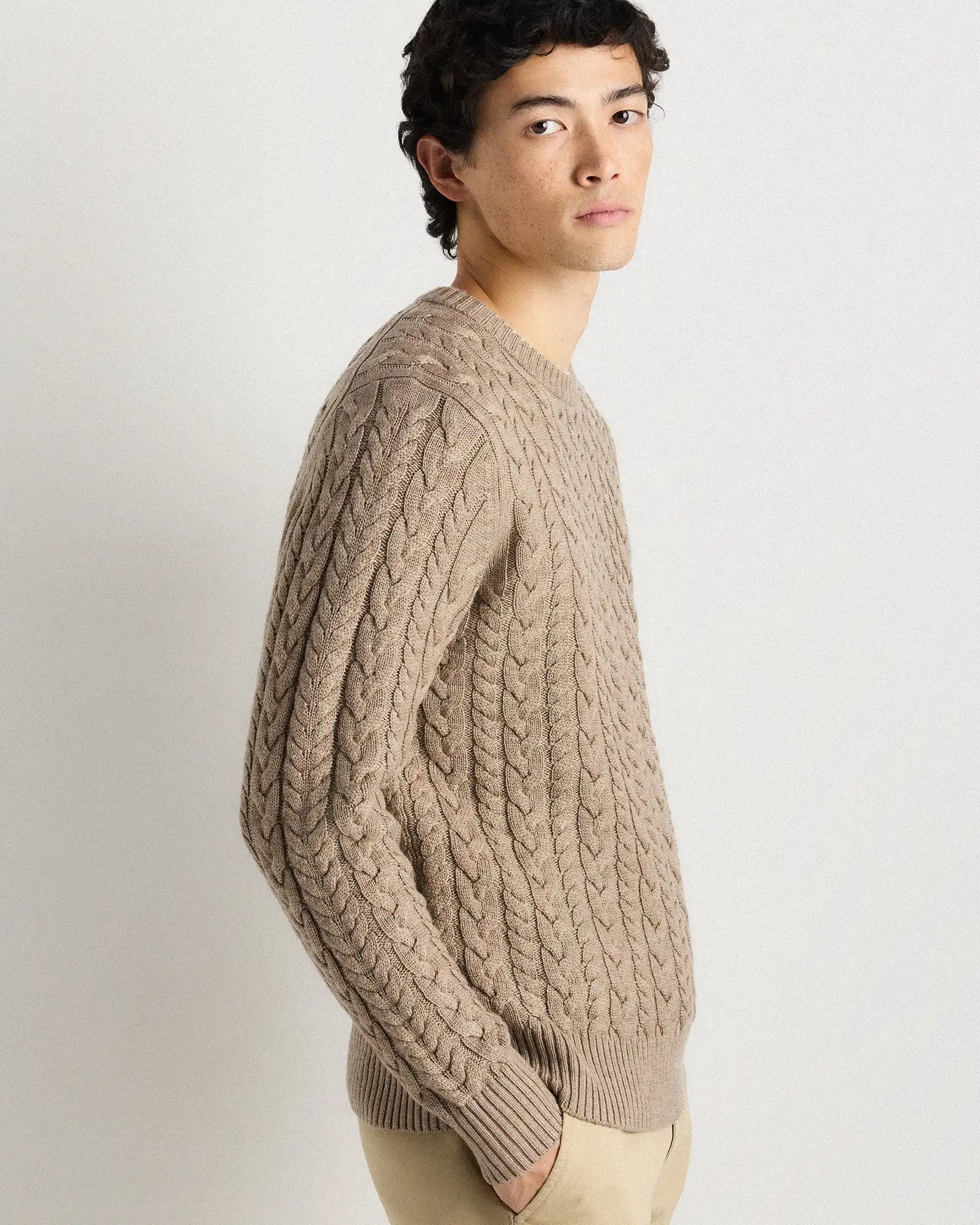 Australian Merino Wool Cable Crewneck Sweater