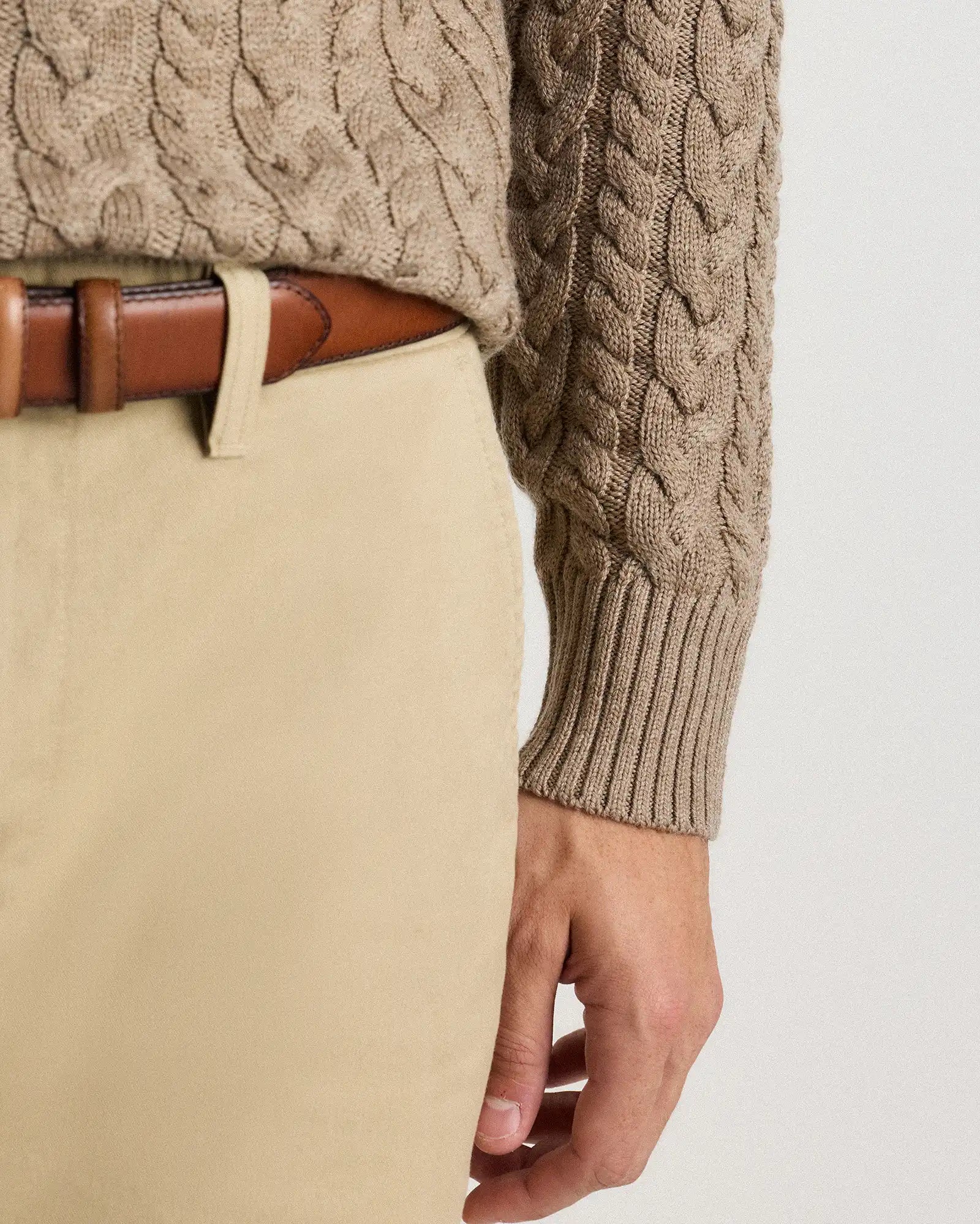 Australian Merino Wool Cable Crewneck Sweater