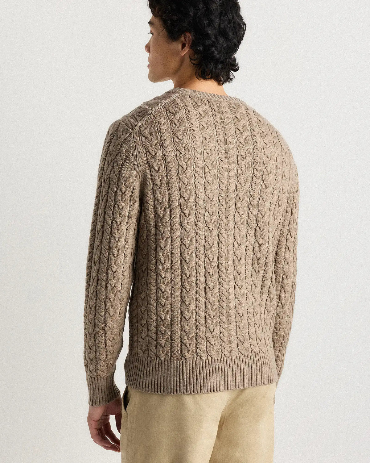 Australian Merino Wool Cable Crewneck Sweater