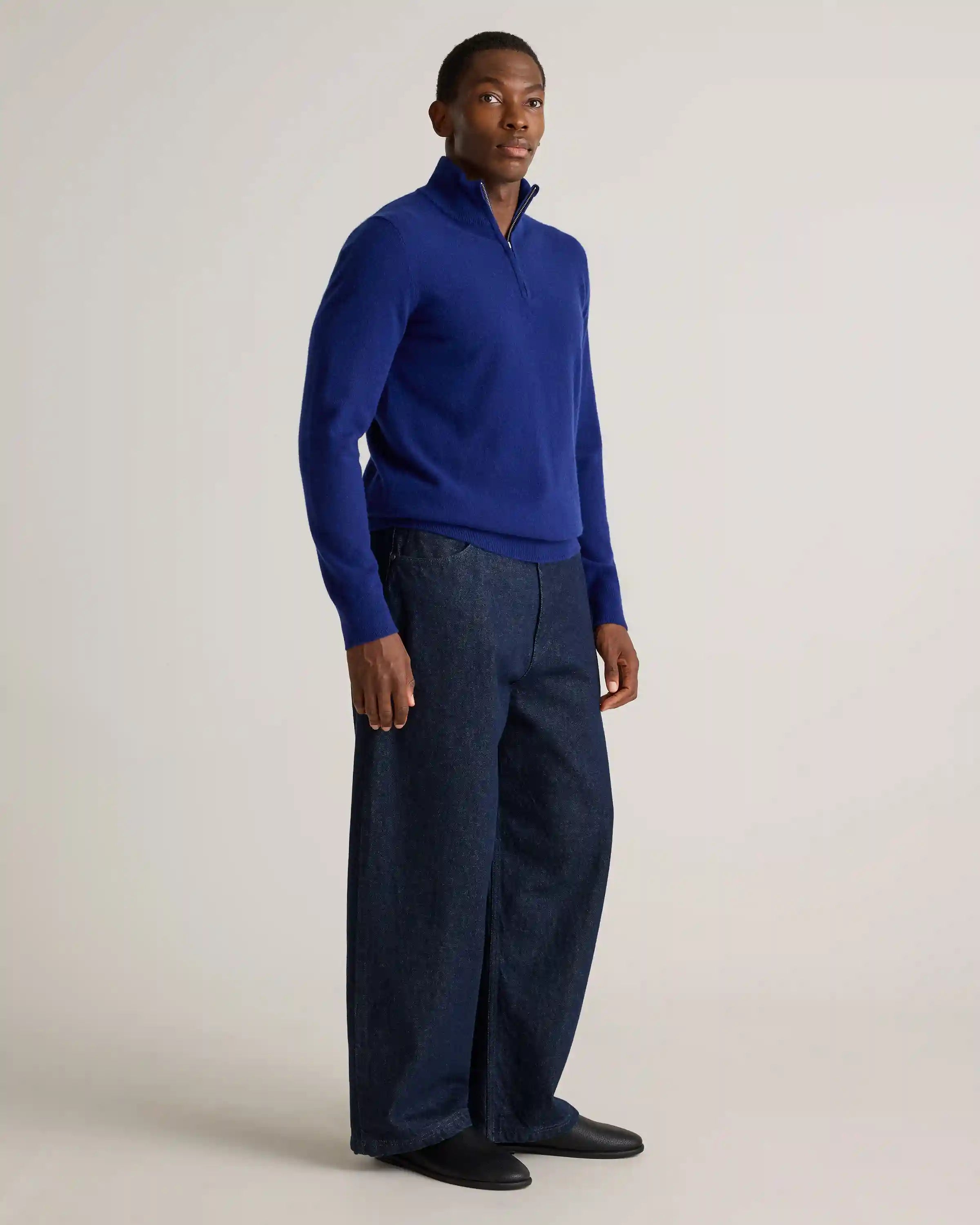 Mongolian Cashmere Quarter Zip Sweater
