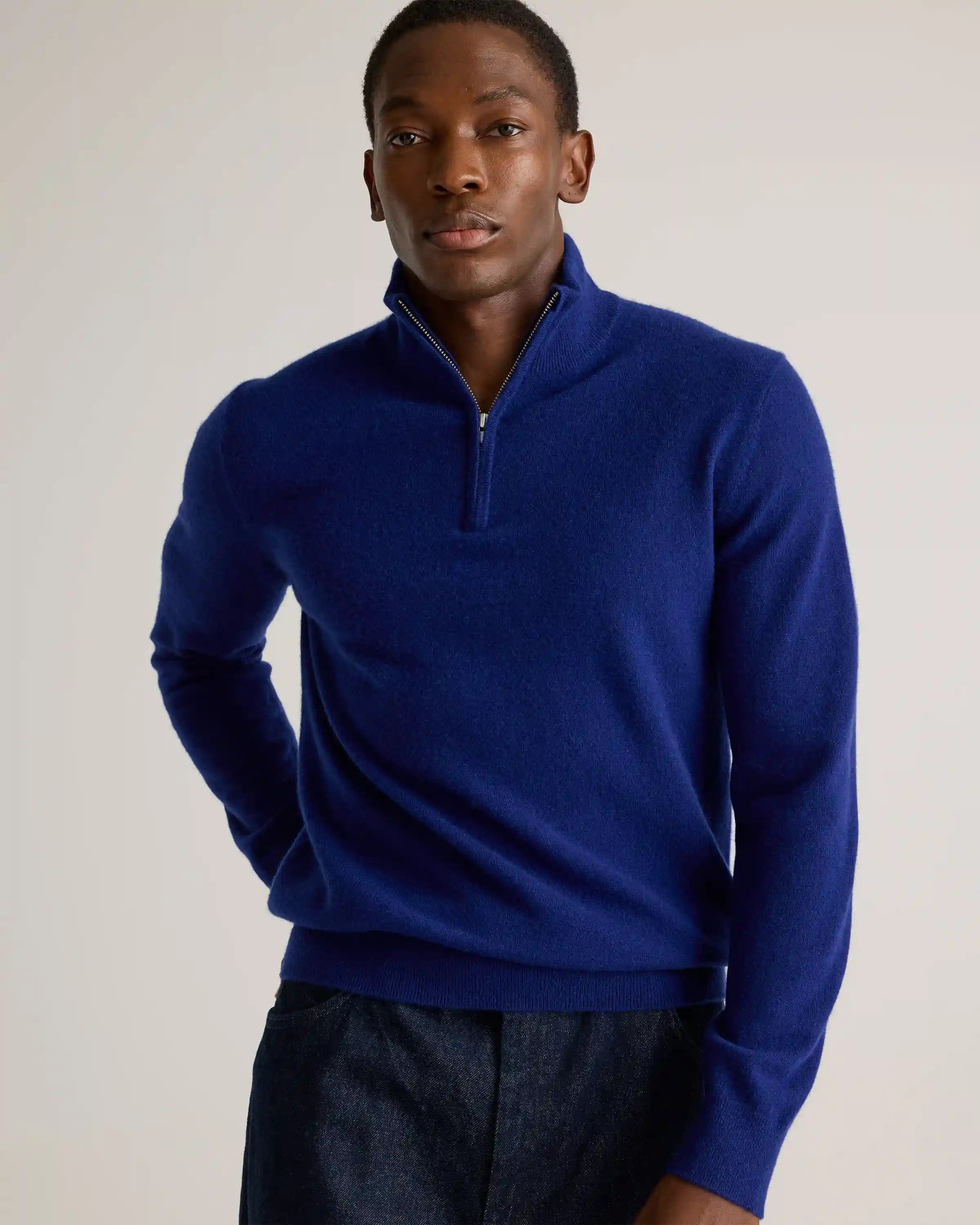 Mongolian Cashmere Quarter Zip Sweater