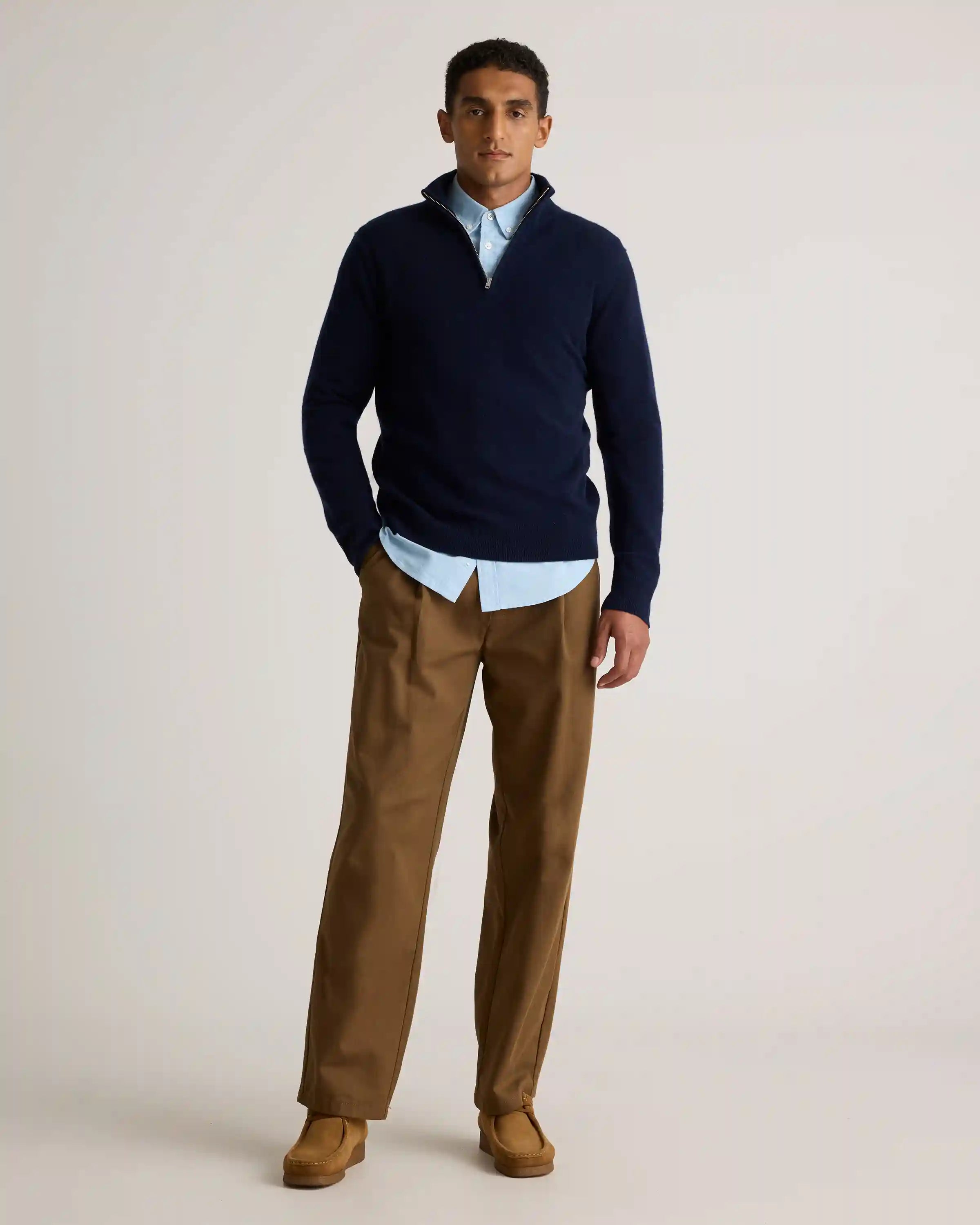 Mongolian Cashmere Quarter Zip Sweater