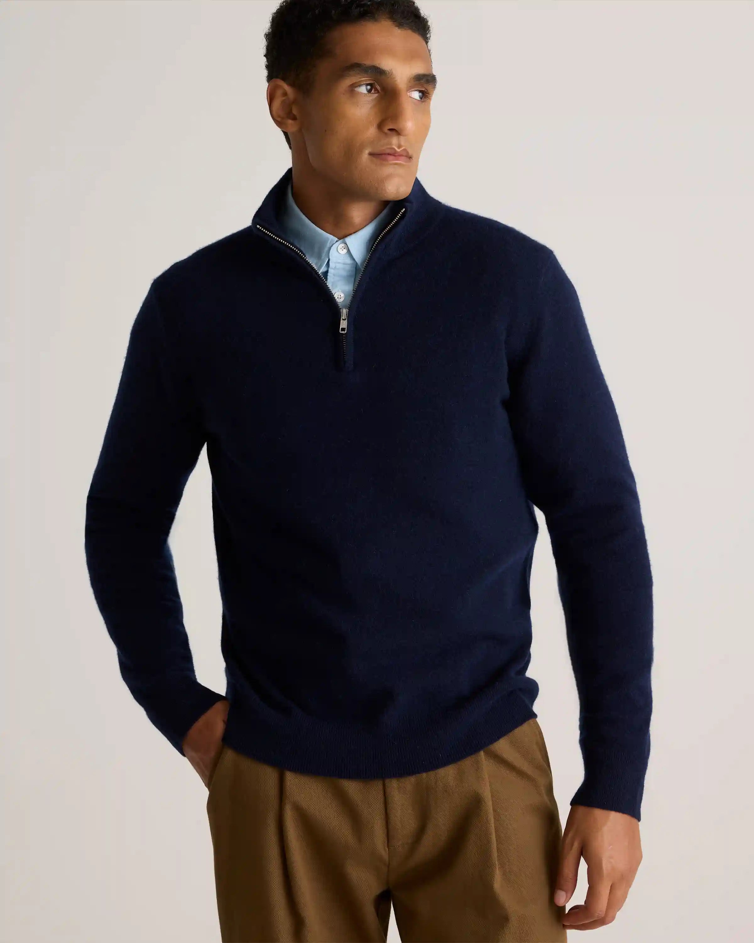 Mongolian Cashmere Quarter Zip Sweater