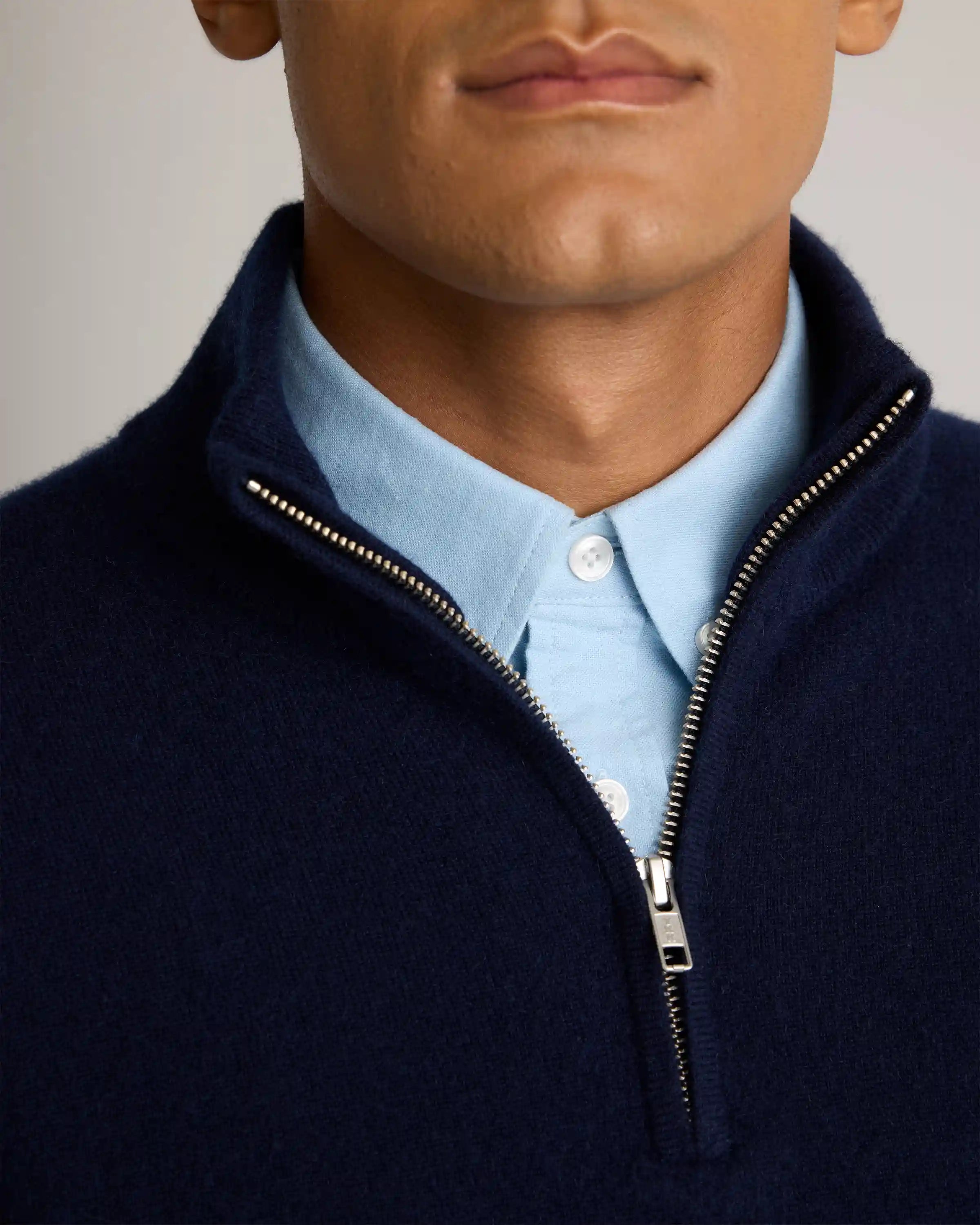 Mongolian Cashmere Quarter Zip Sweater