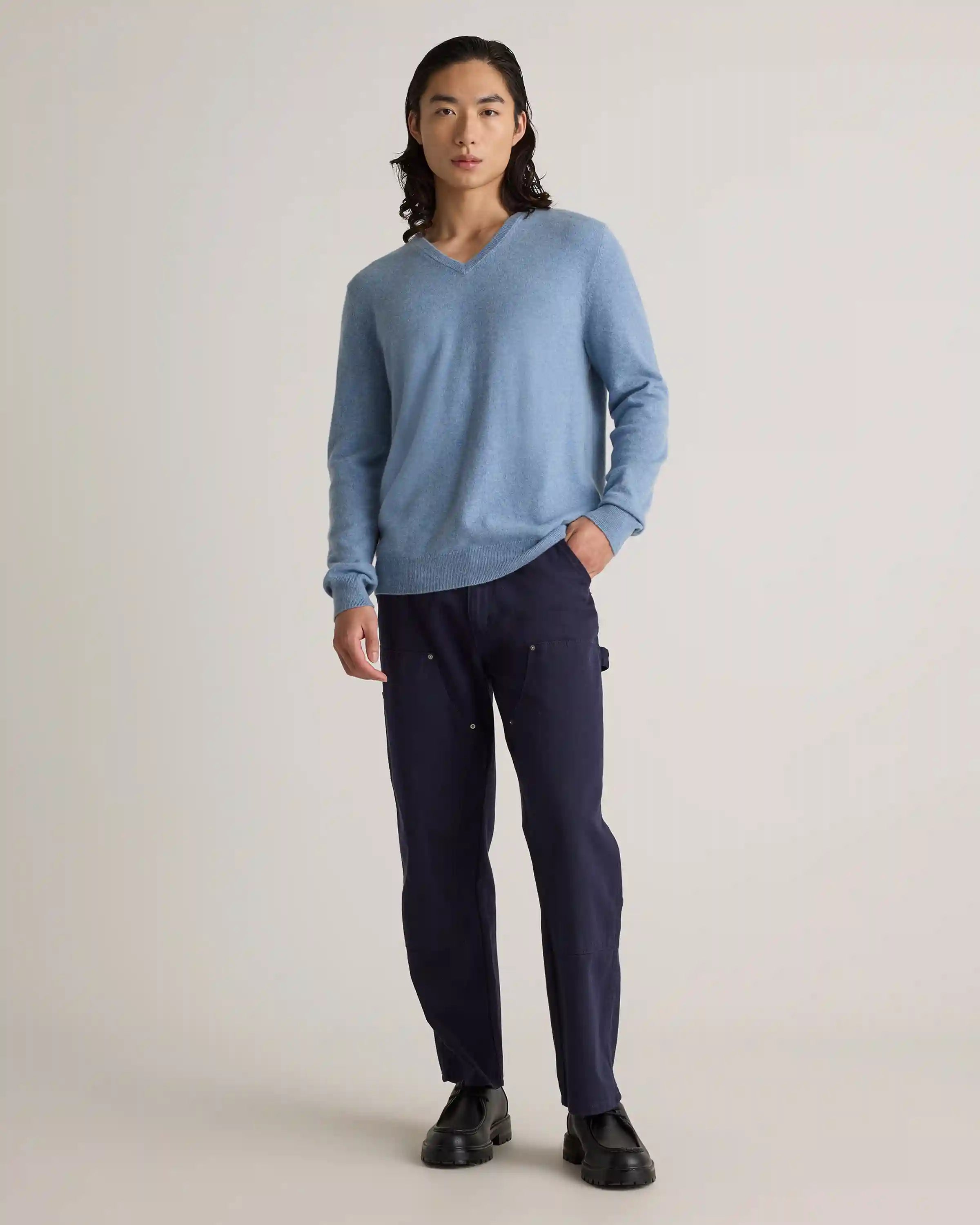 Mongolian Cashmere V-Neck Sweater