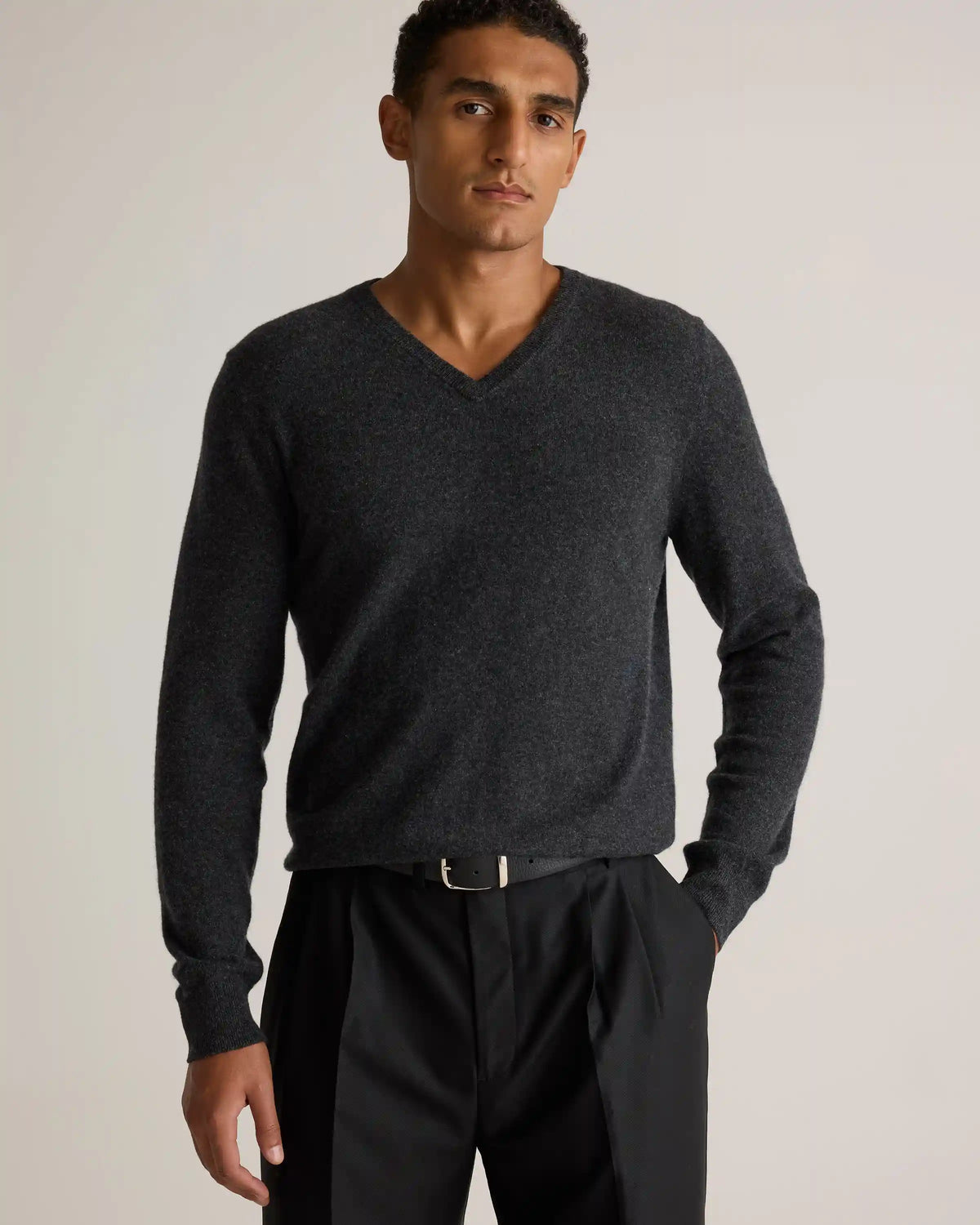 Mongolian Cashmere V-Neck Sweater