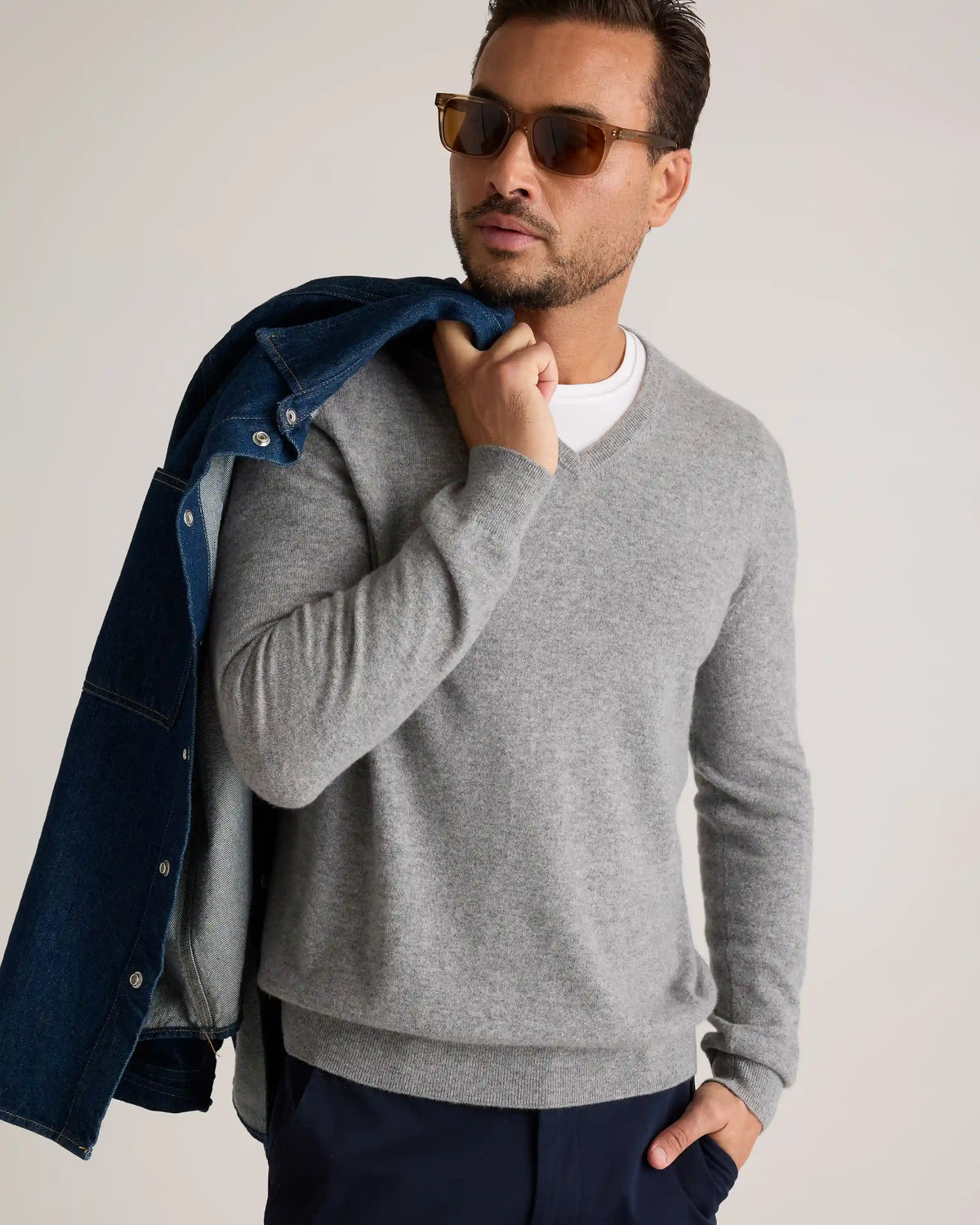 Mongolian Cashmere V-Neck Sweater