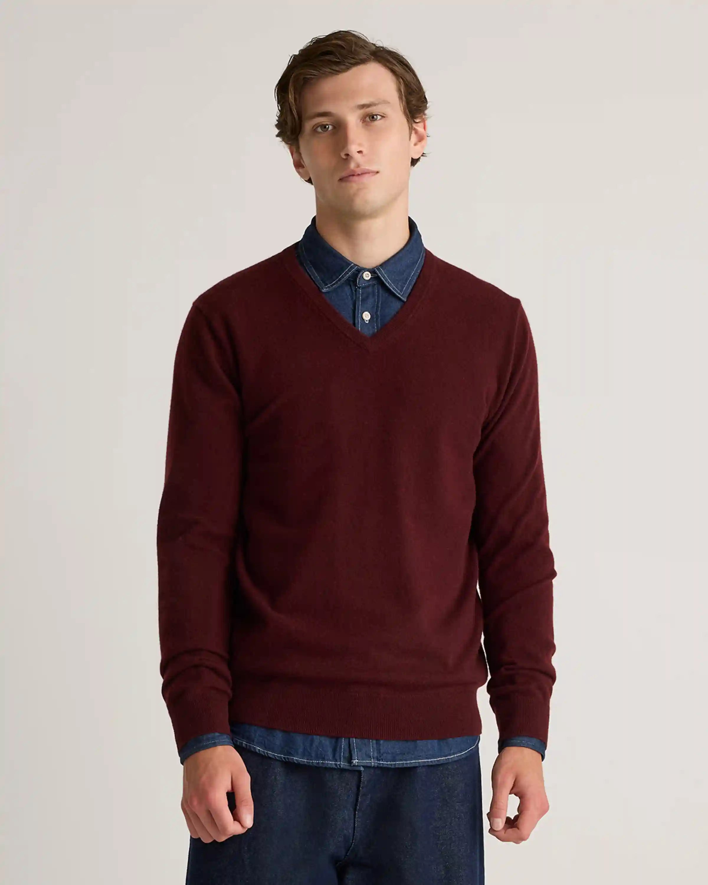 Mongolian Cashmere V-Neck Sweater