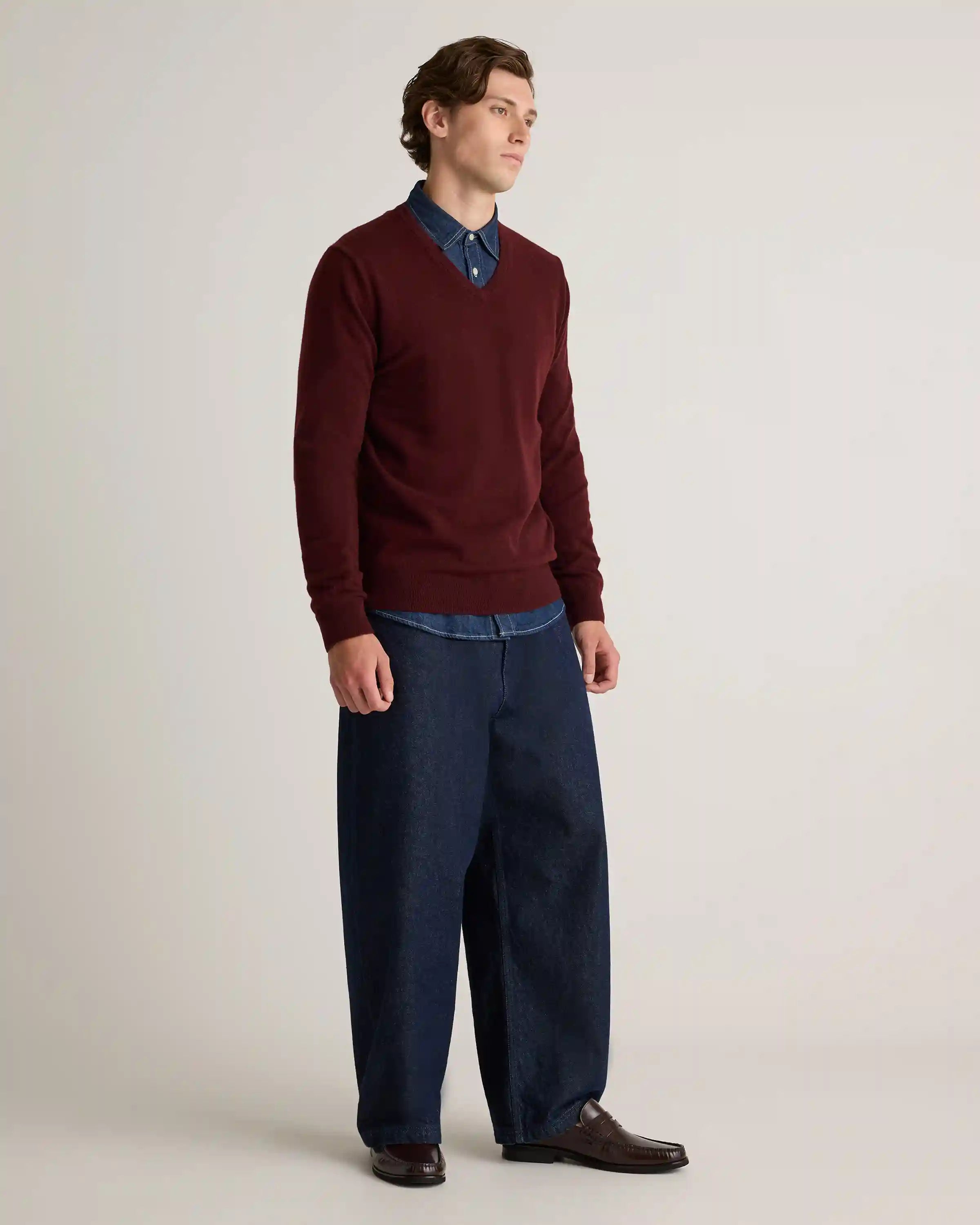 Mongolian Cashmere V-Neck Sweater