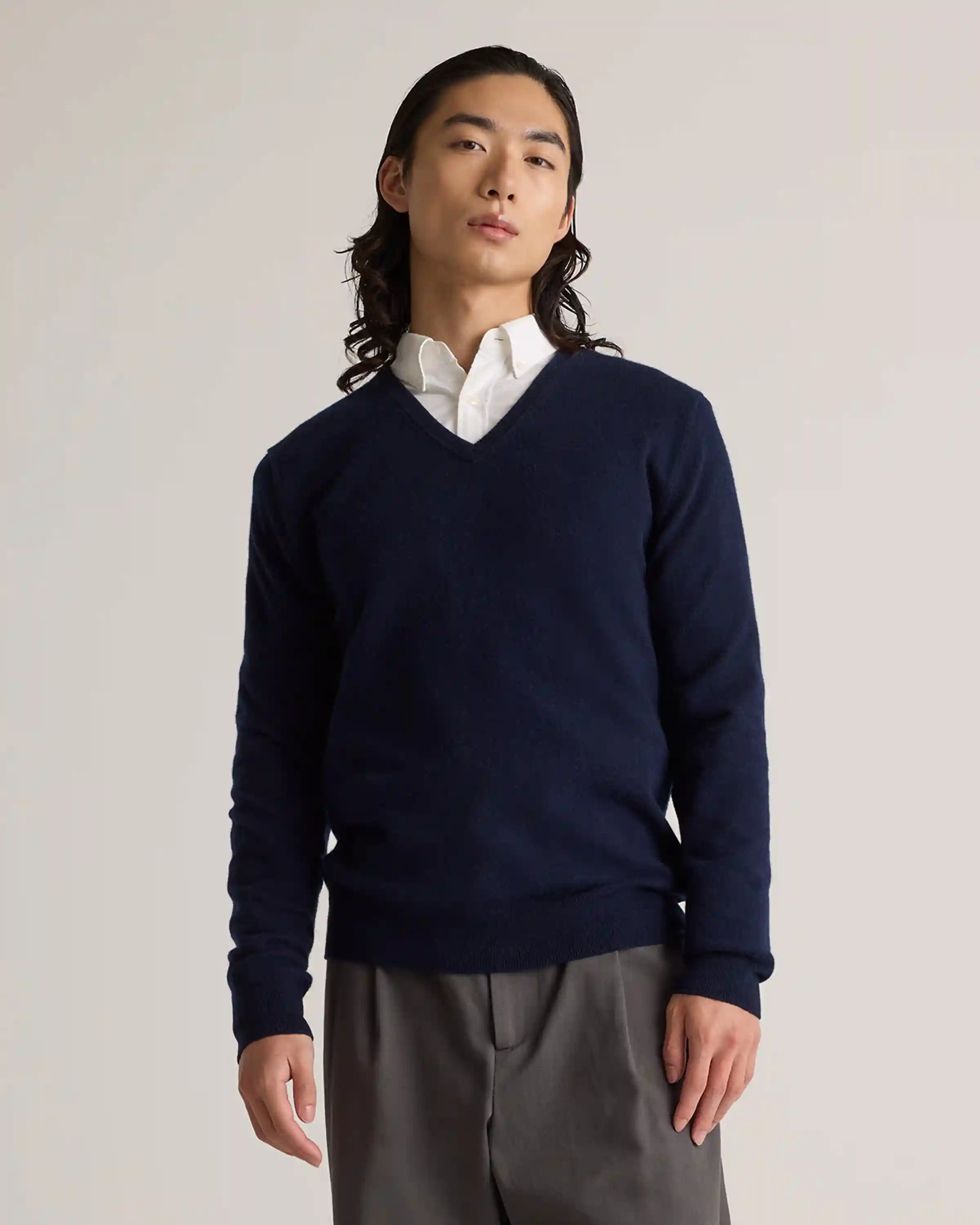 Mongolian Cashmere V-Neck Sweater