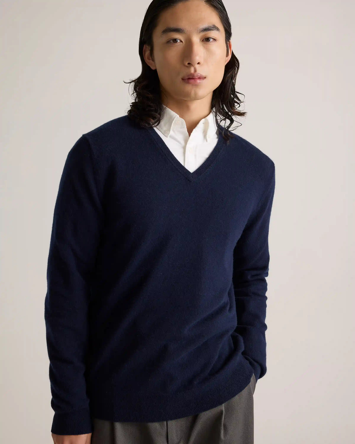 Mongolian Cashmere V-Neck Sweater