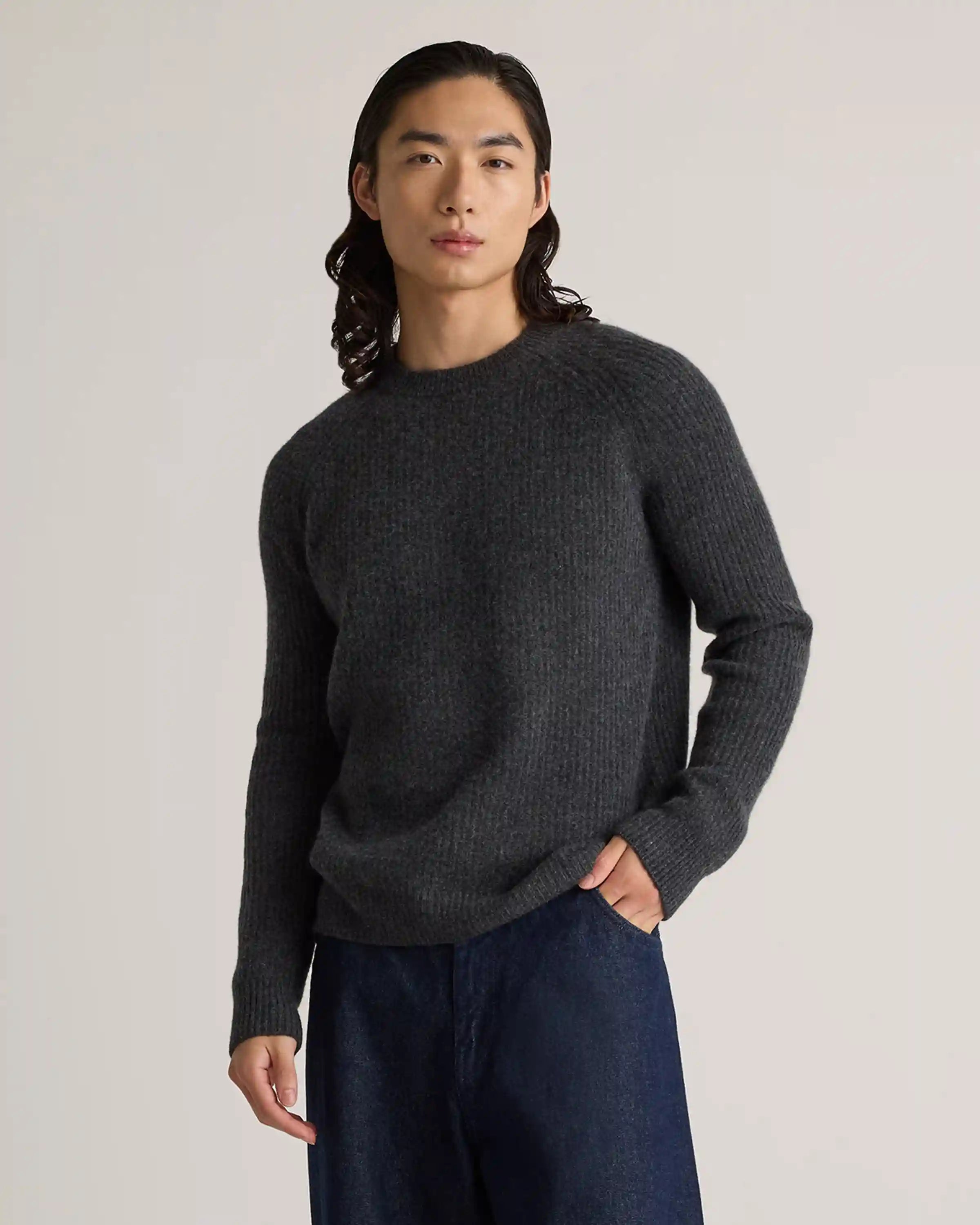 Mongolian Spring Cashmere Fisherman Crewneck Sweater