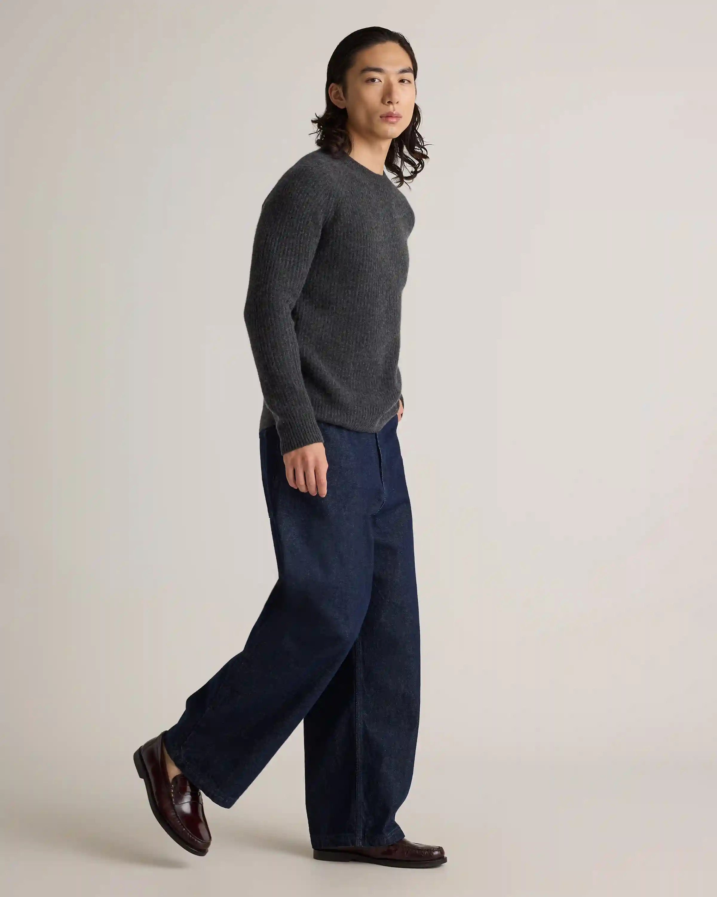 Mongolian Cashmere Fisherman Crewneck Sweater