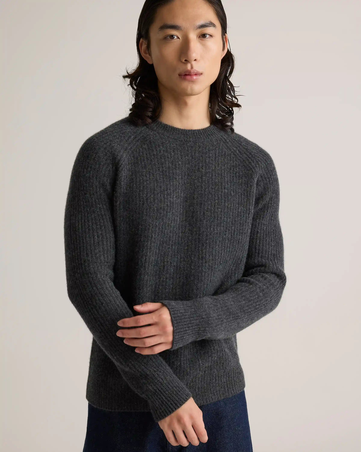 Mongolian Spring Cashmere Fisherman Crewneck Sweater