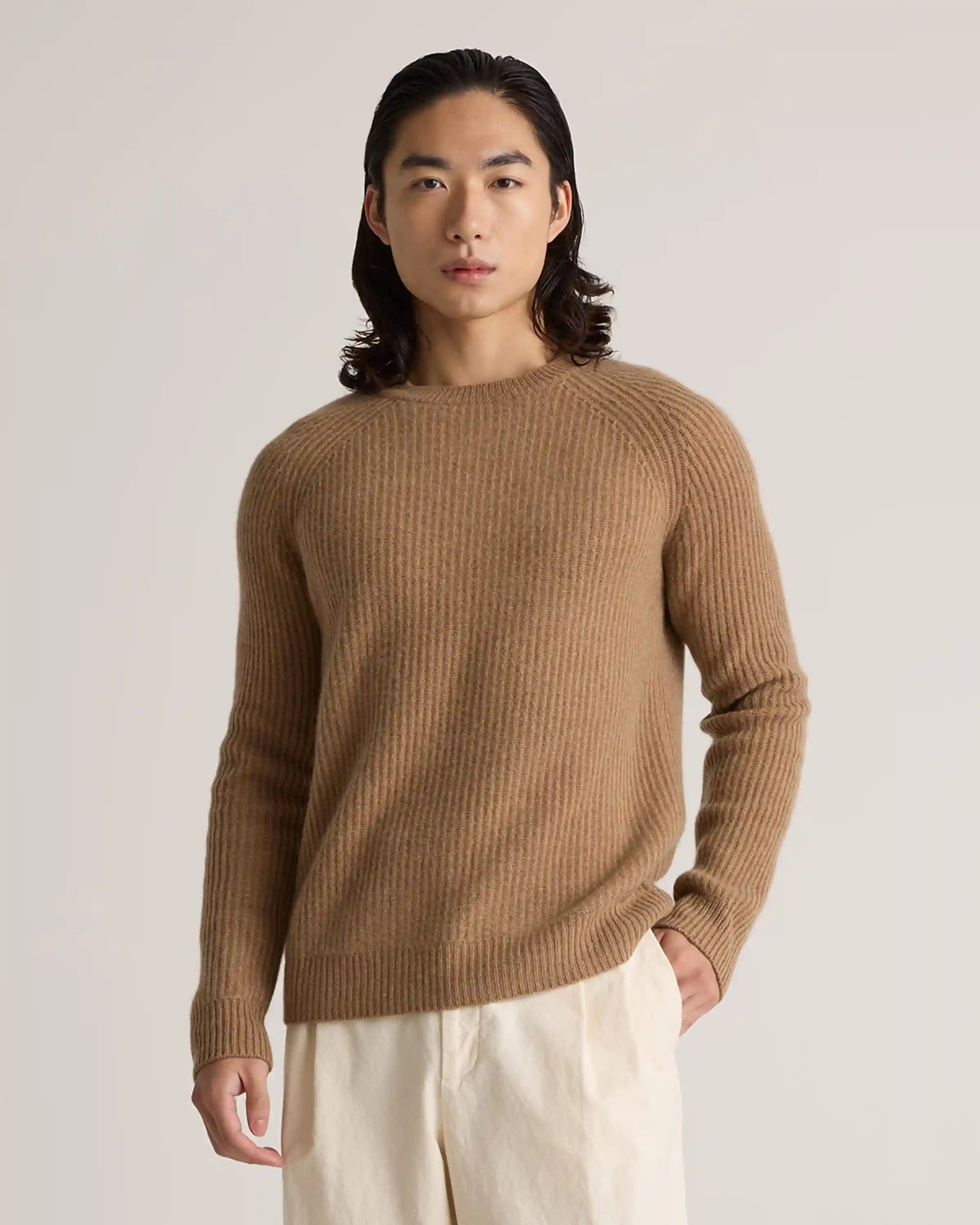 Mongolian Cashmere Fisherman Crewneck Sweater