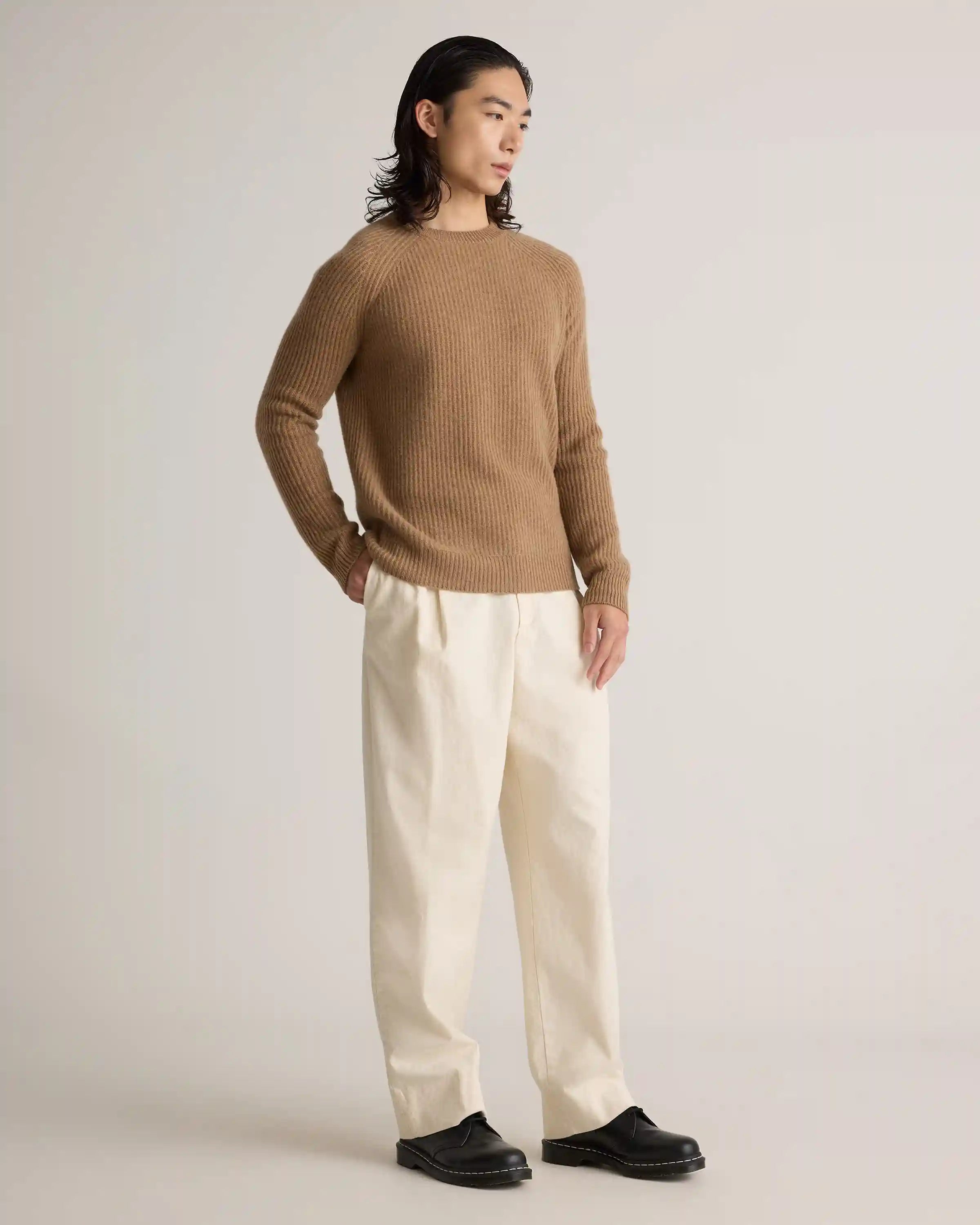 Mongolian Cashmere Fisherman Crewneck Sweater