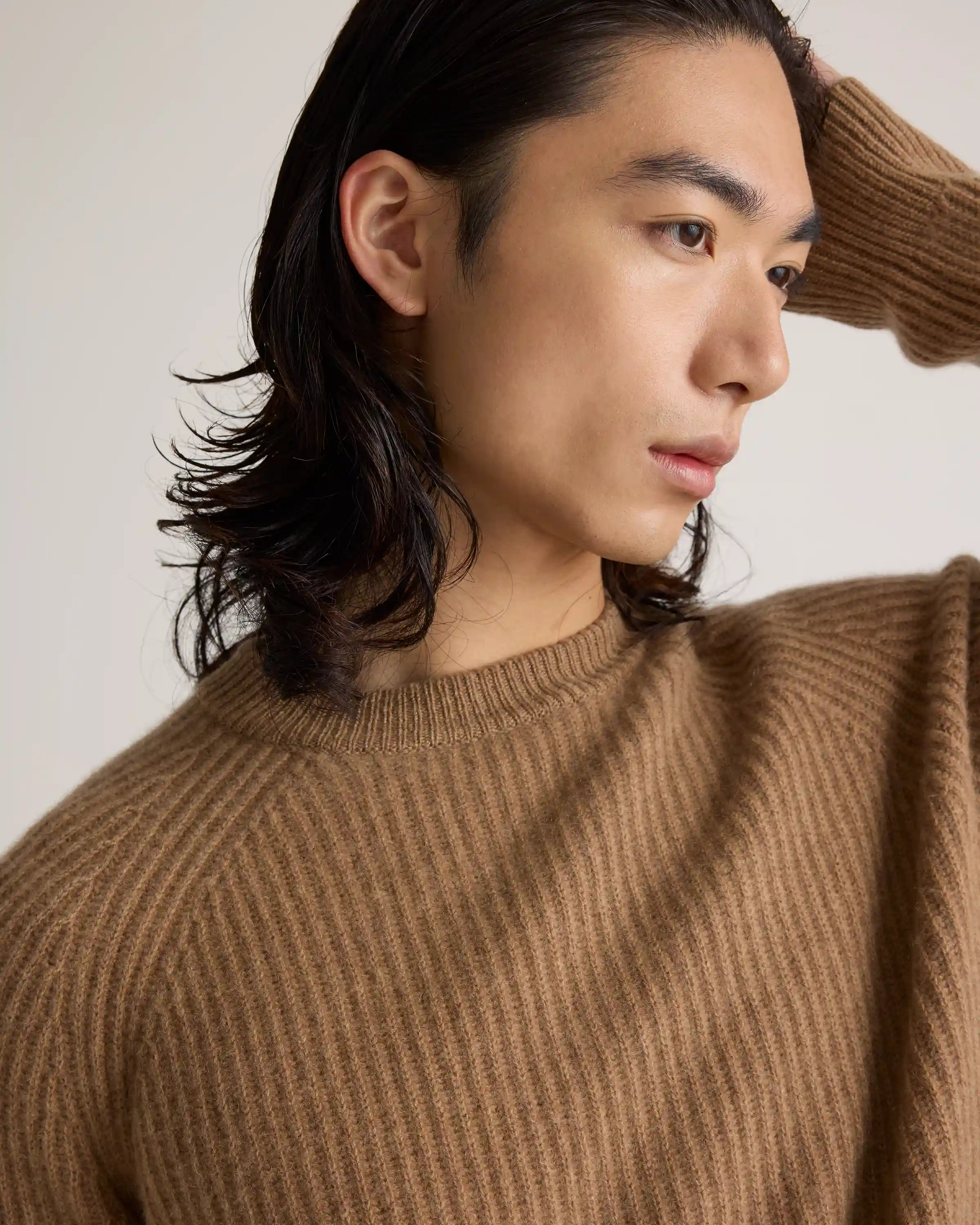 Mongolian Cashmere Fisherman Crewneck Sweater