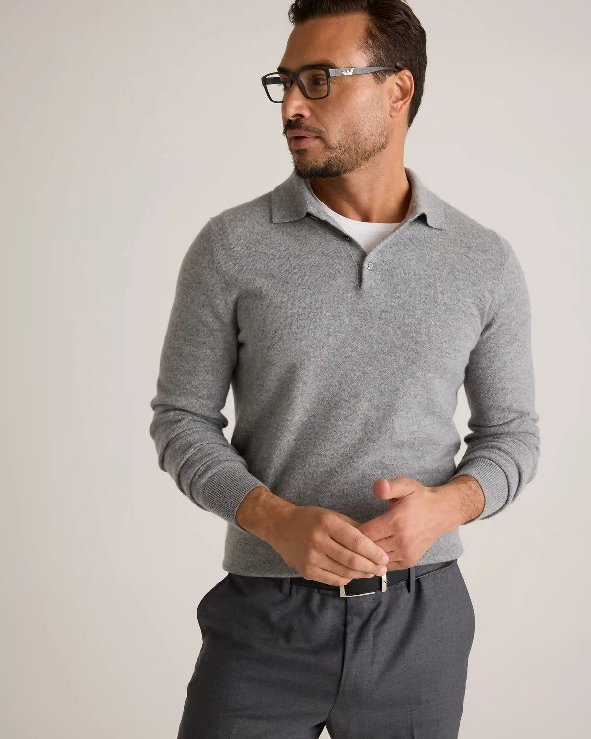 Mongolian Cashmere Polo Sweater