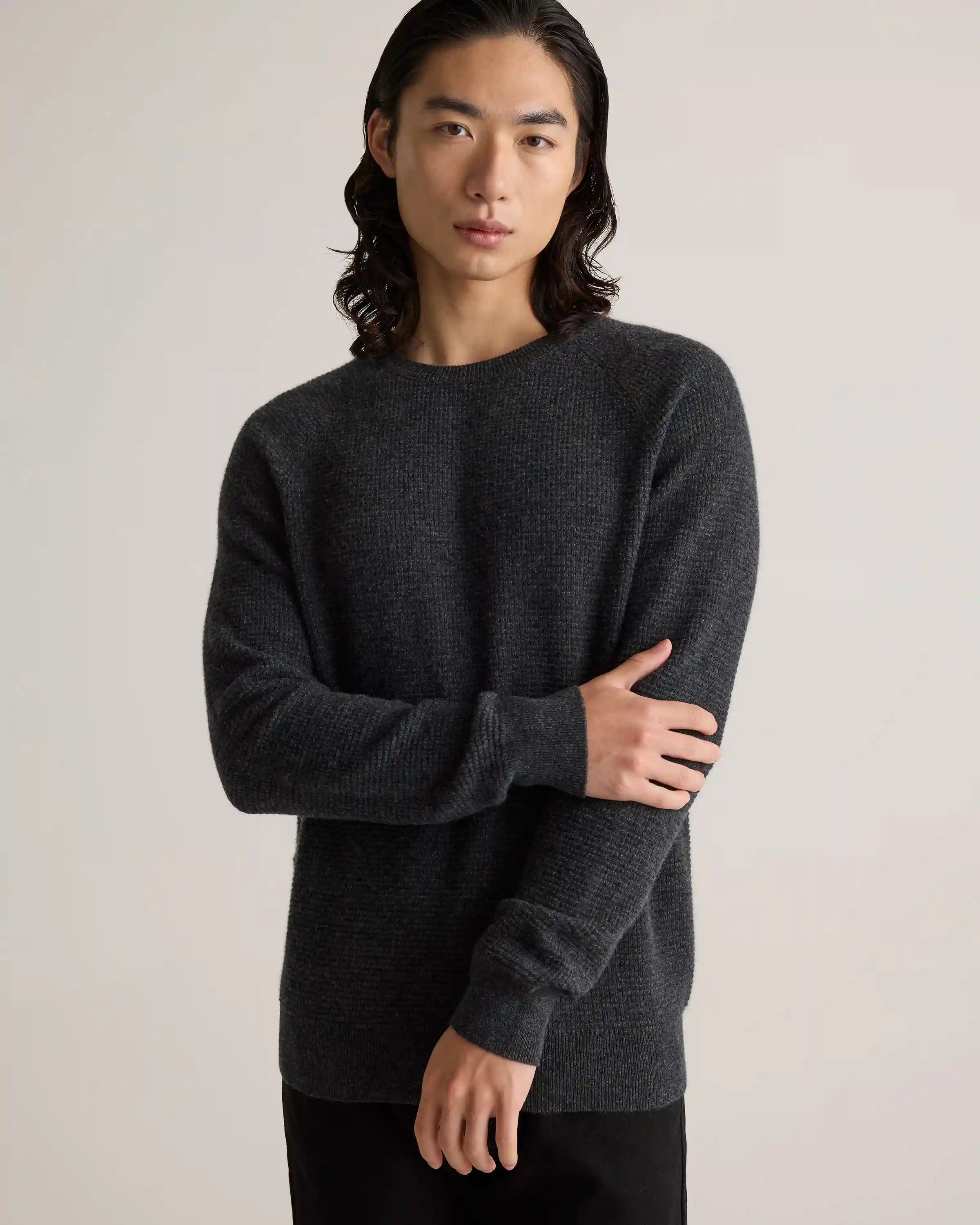 Mongolian Cashmere Waffle Sweatshirt