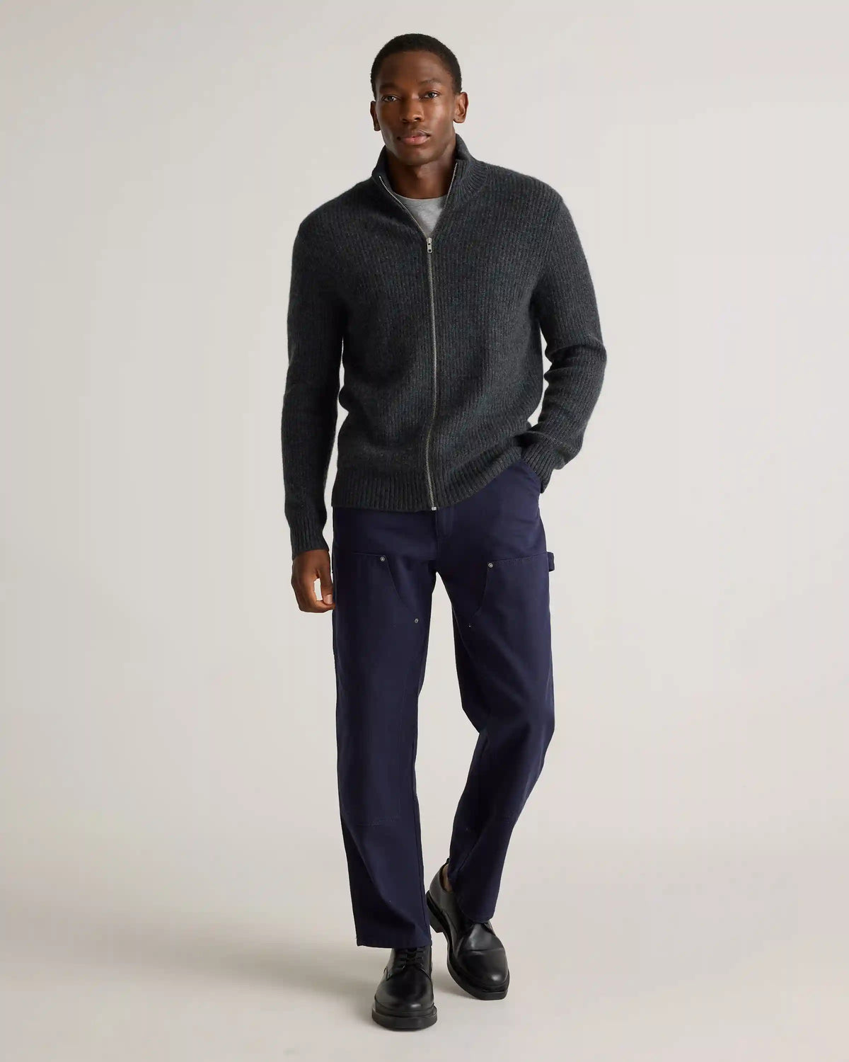 Mongolian Cashmere Fisherman Full Zip Sweater