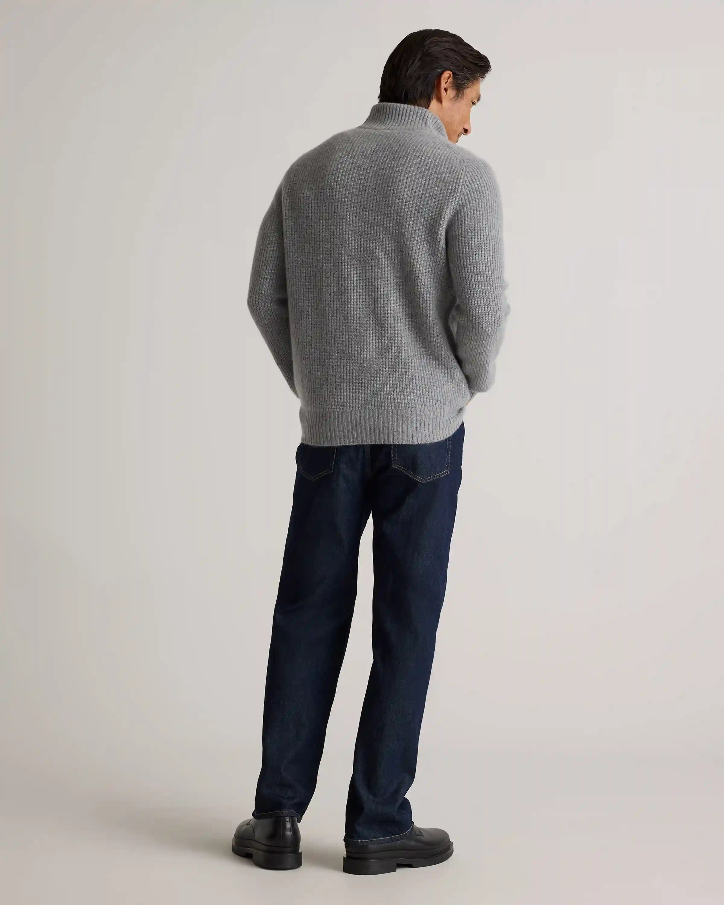 Mongolian Cashmere Fisherman Full Zip Sweater