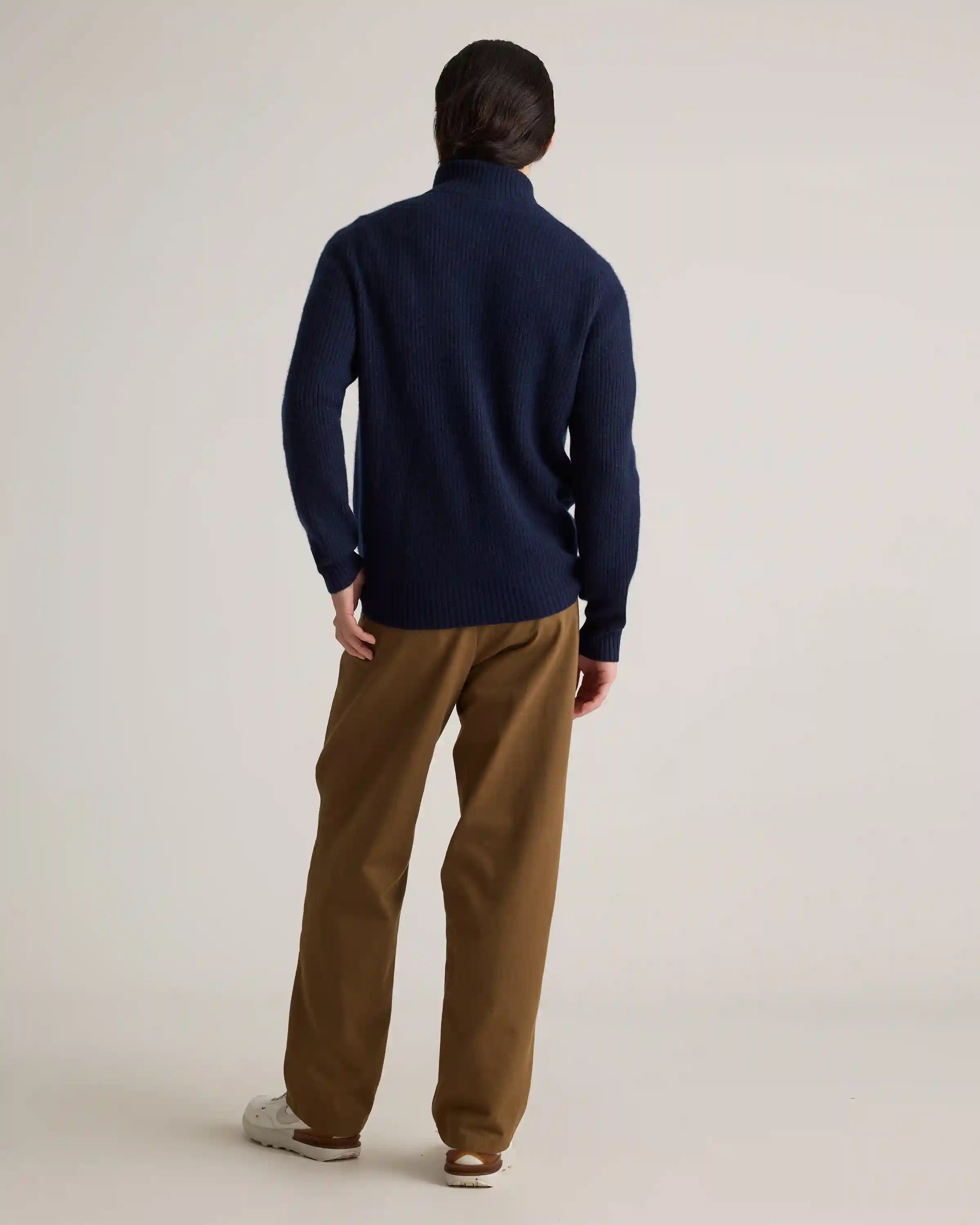 Mongolian Cashmere Fisherman Full Zip Sweater