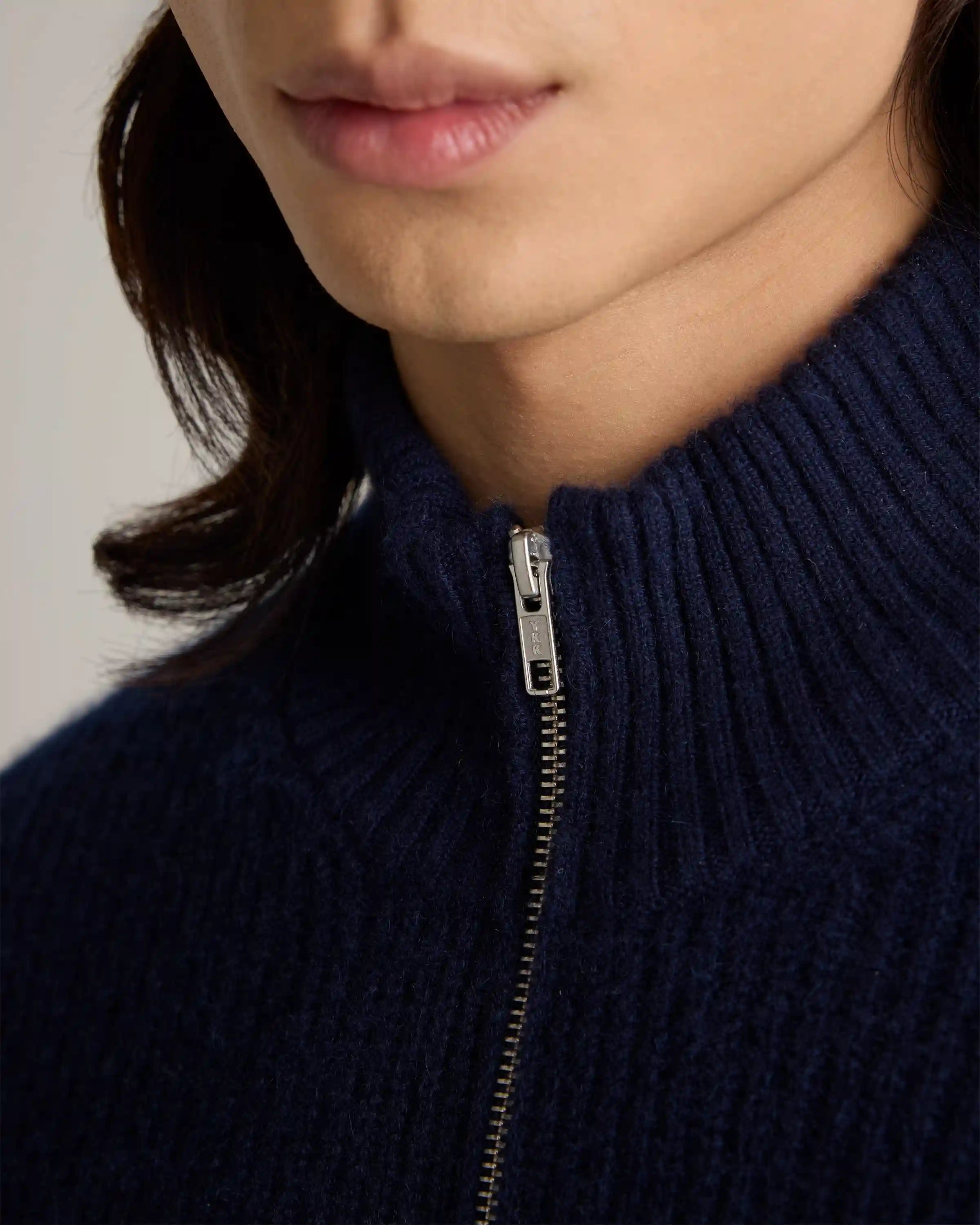 Mongolian Cashmere Fisherman Full Zip Sweater