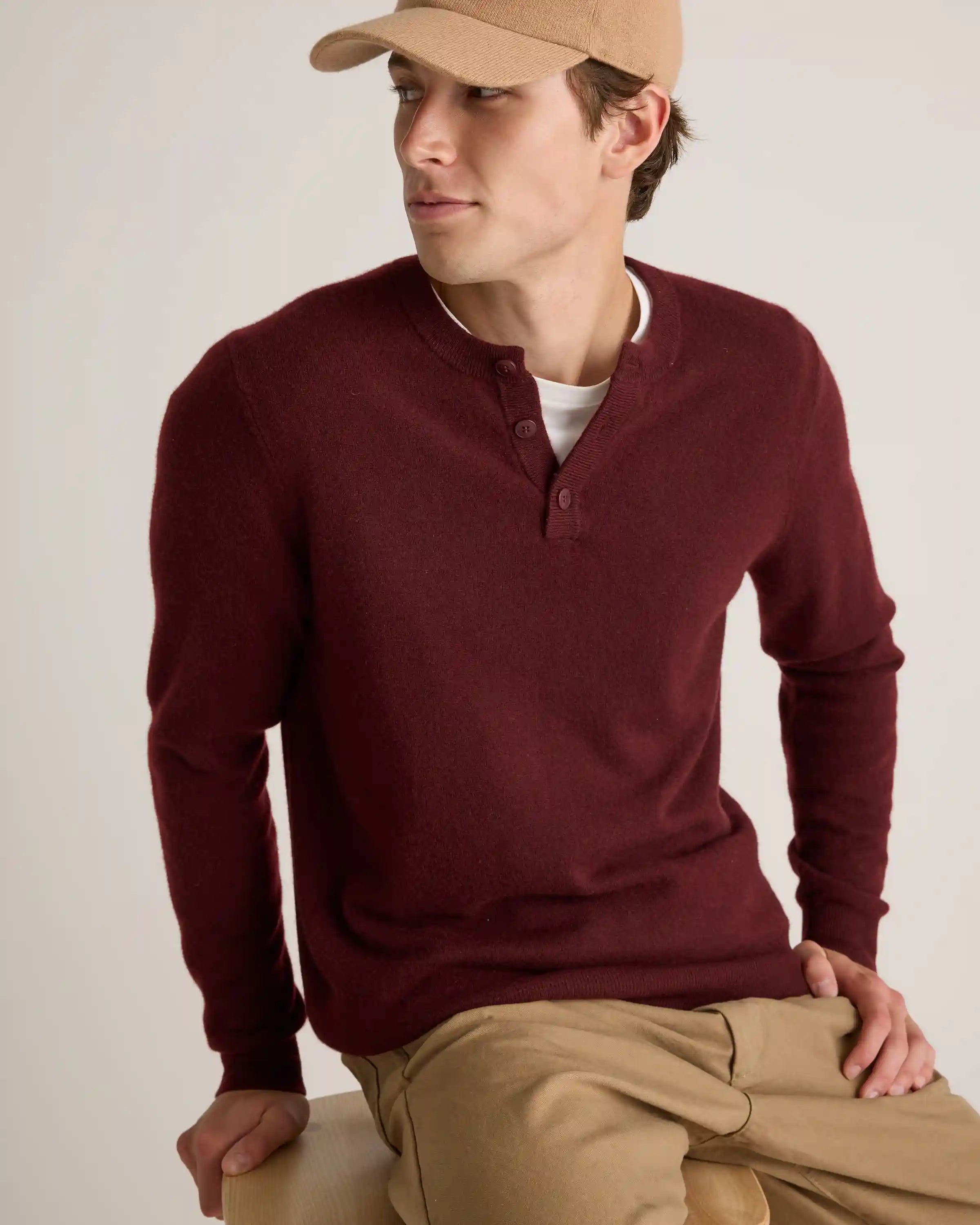 Mongolian Cashmere Henley Sweater