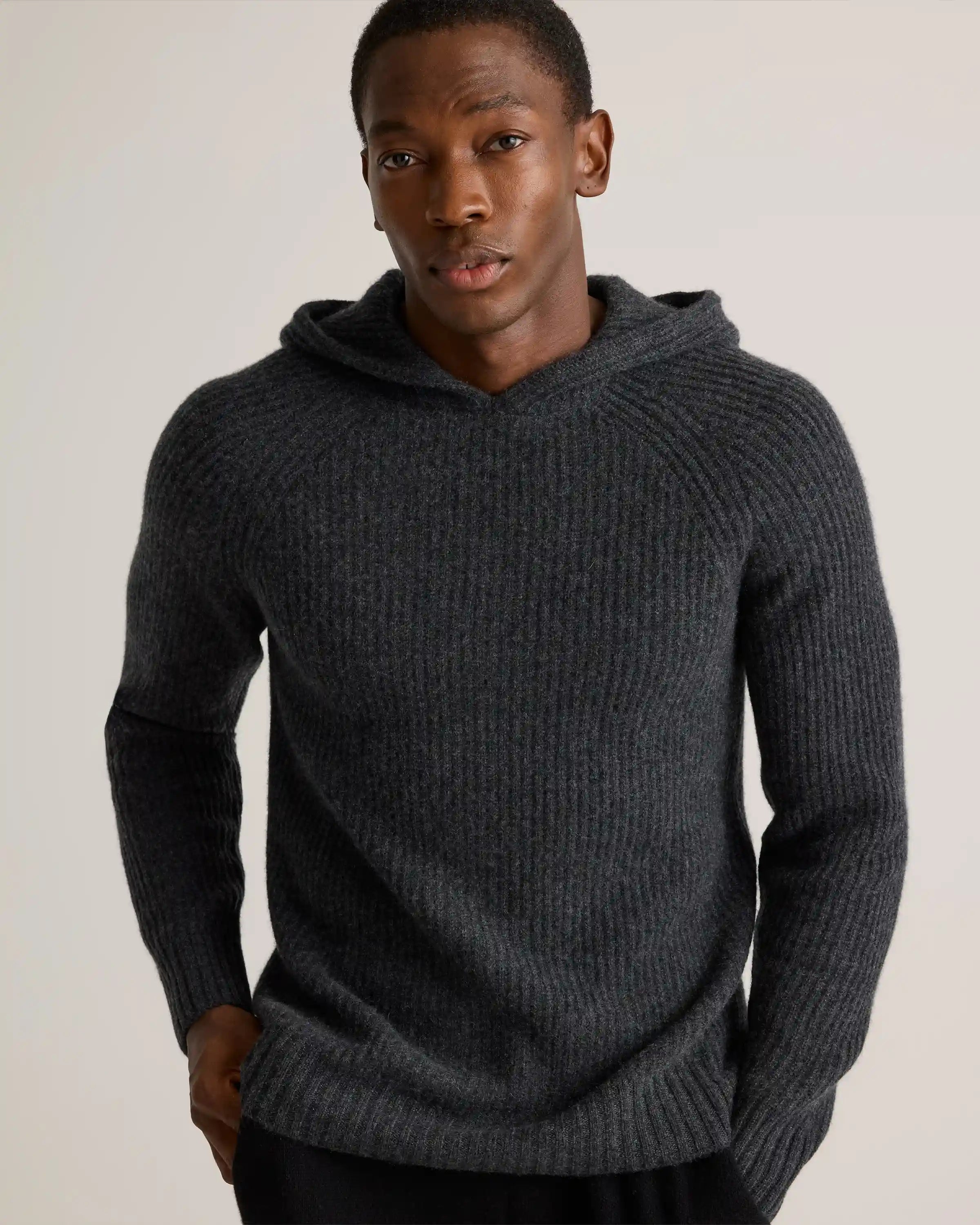 Mongolian Cashmere Fisherman Pullover Hoodie
