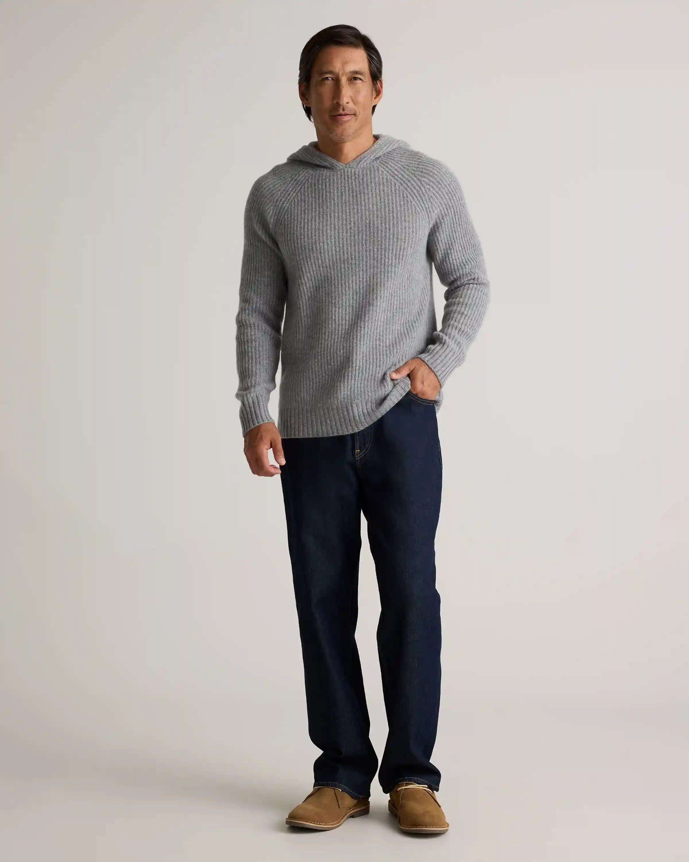 Mongolian Cashmere Fisherman Pullover Hoodie