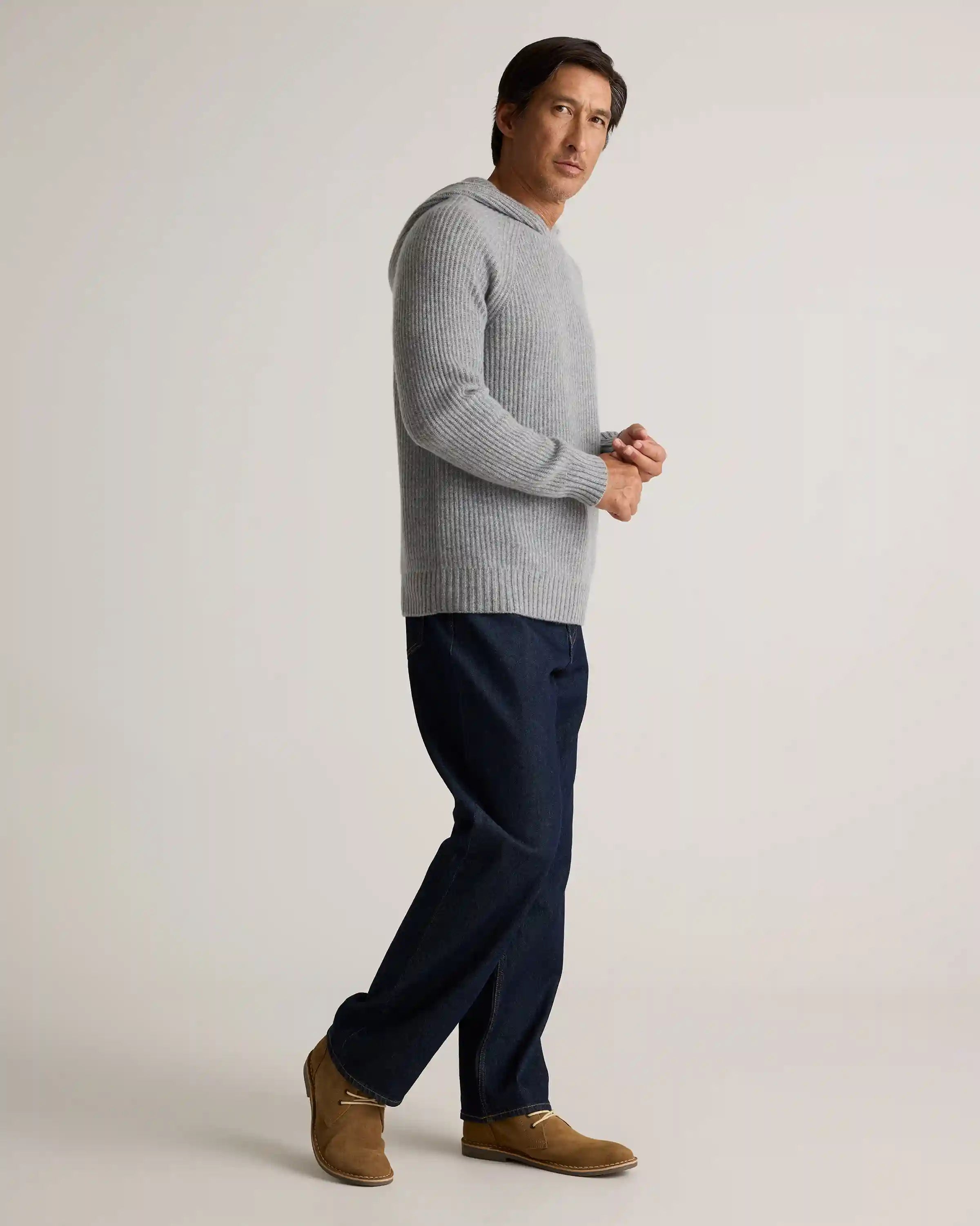 Mongolian Cashmere Fisherman Pullover Hoodie