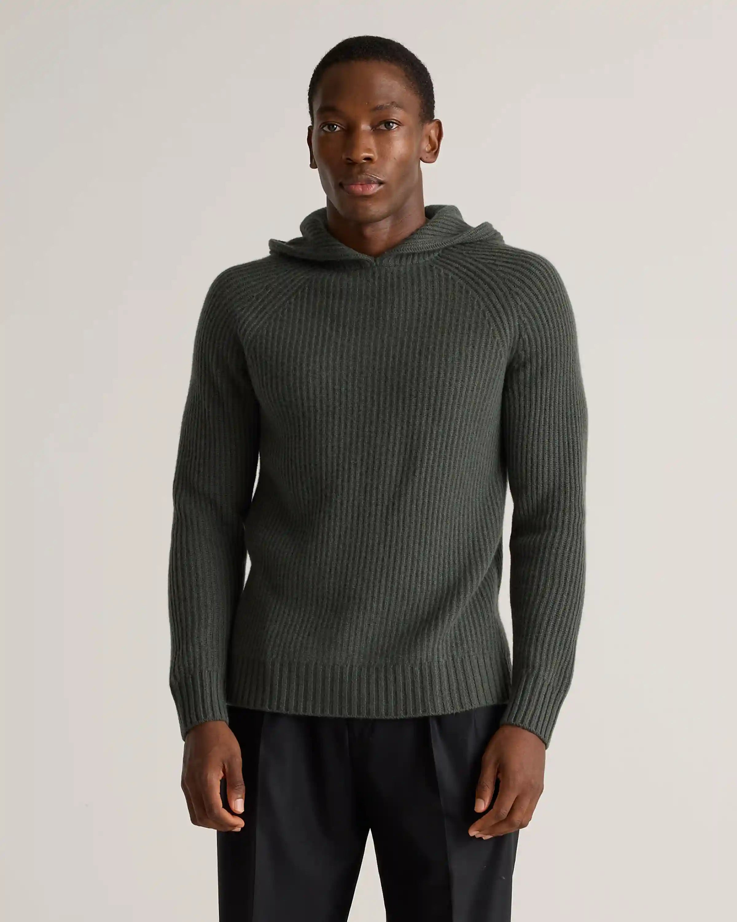 Mongolian Cashmere Fisherman Pullover Hoodie