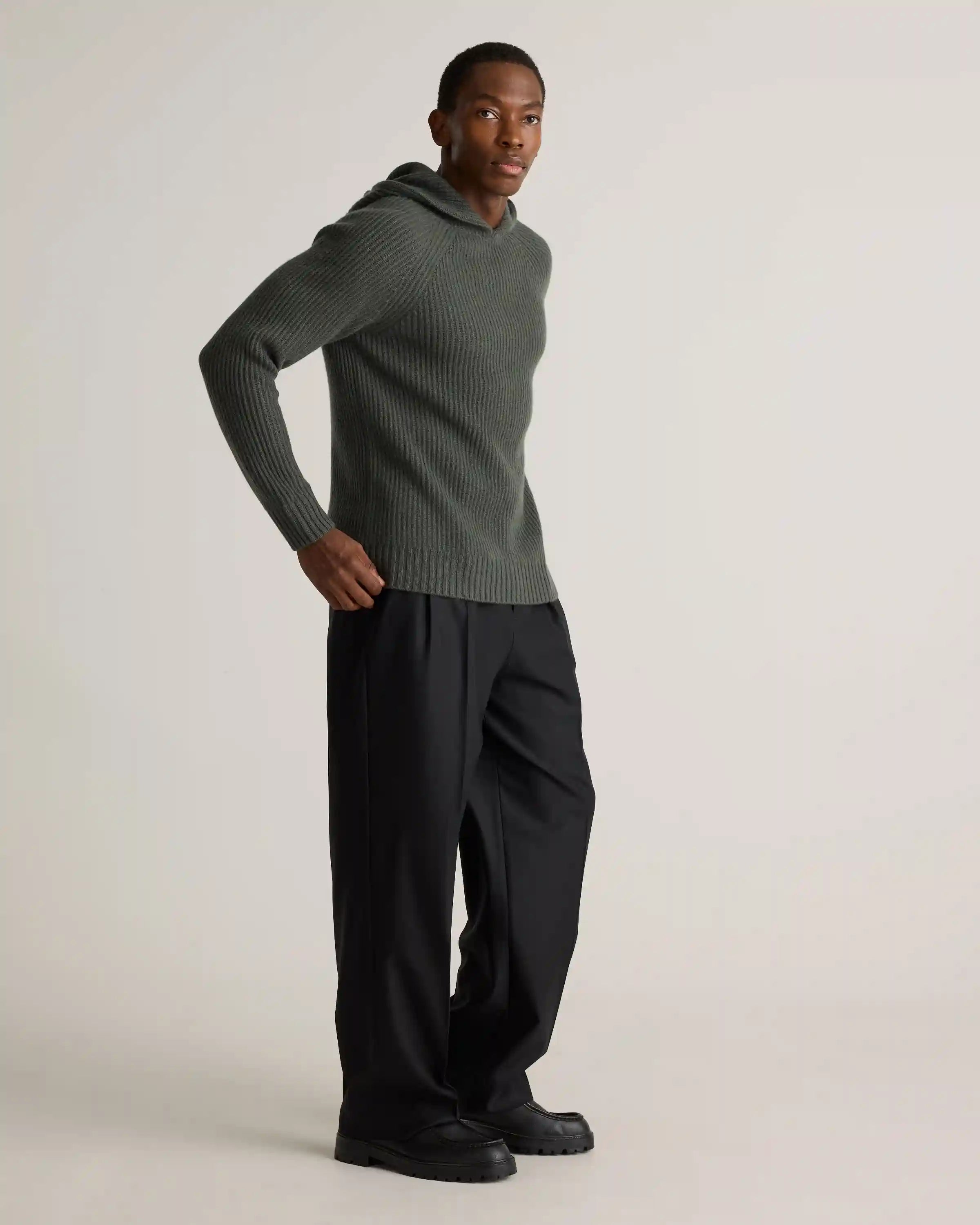 Mongolian Cashmere Fisherman Pullover Hoodie