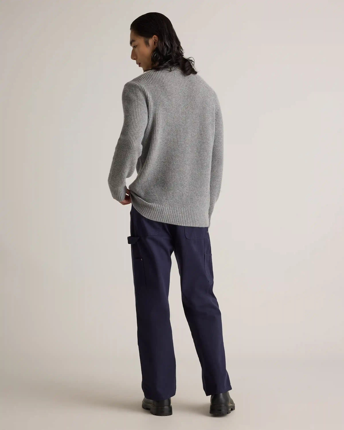 Mongolian Cashmere Waffle Quarter Button Sweater