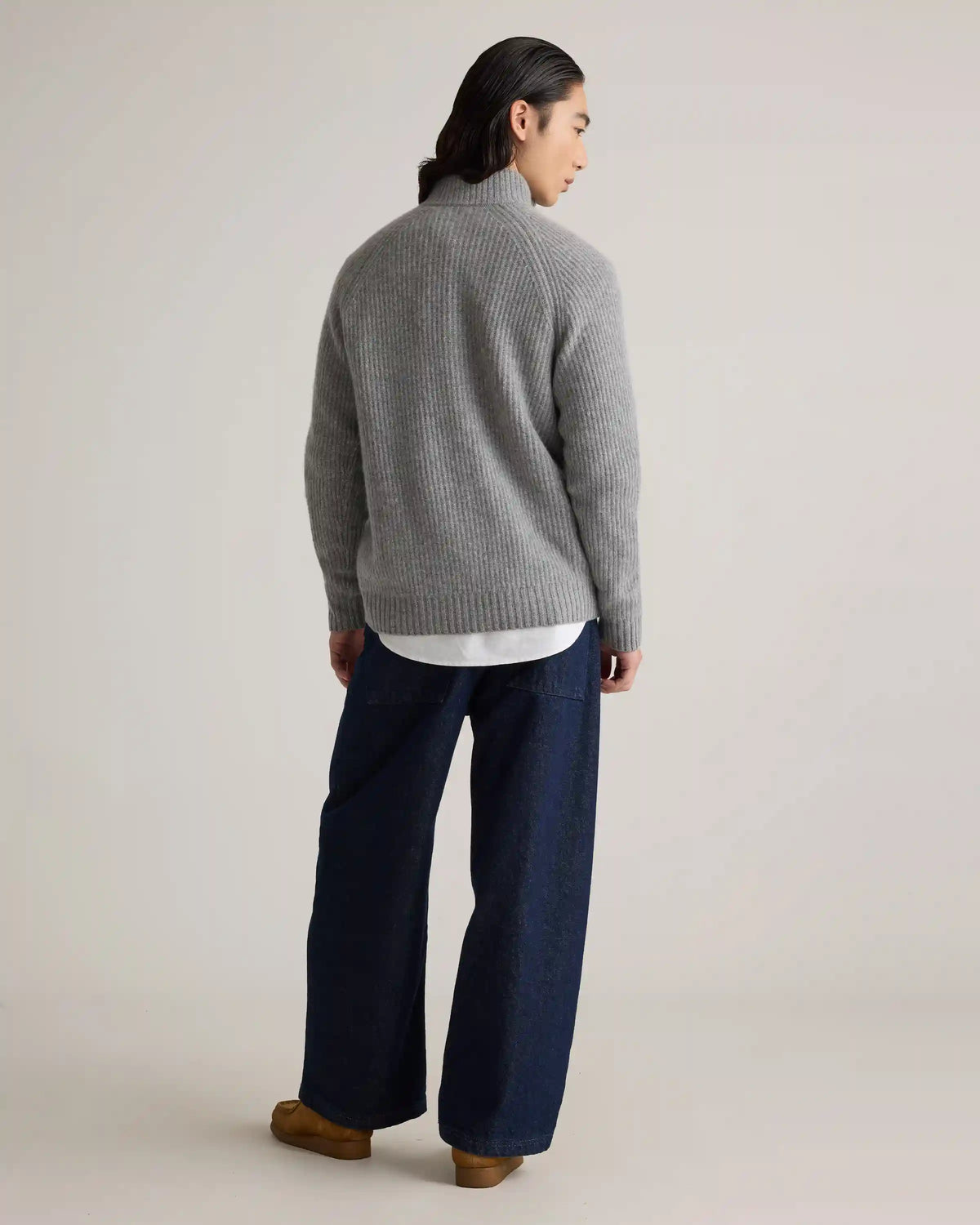 Mongolian Cashmere Fisherman Quarter Zip Sweater